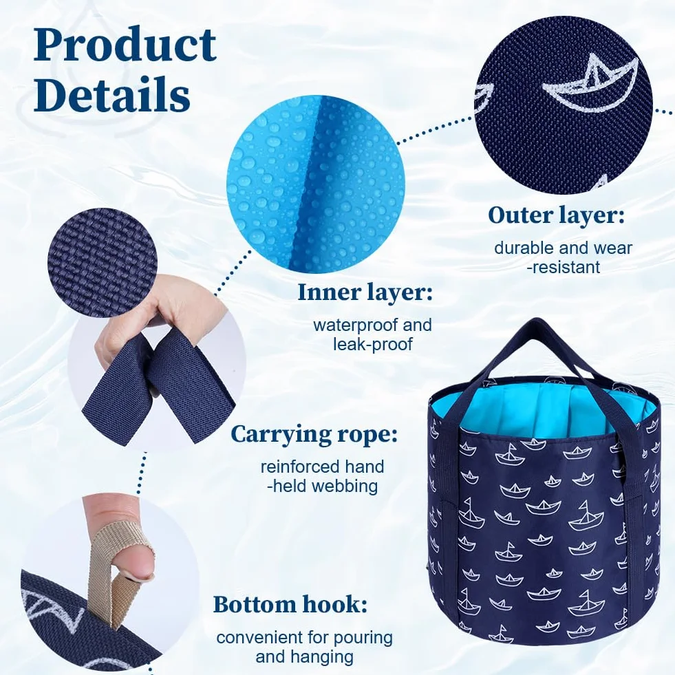 Flintronic Seau Pliable Tremper Pieds 25L Portable Bain Pieds Multifonctionnel Bassin Lavage Pliante Pêche Camping Voyage