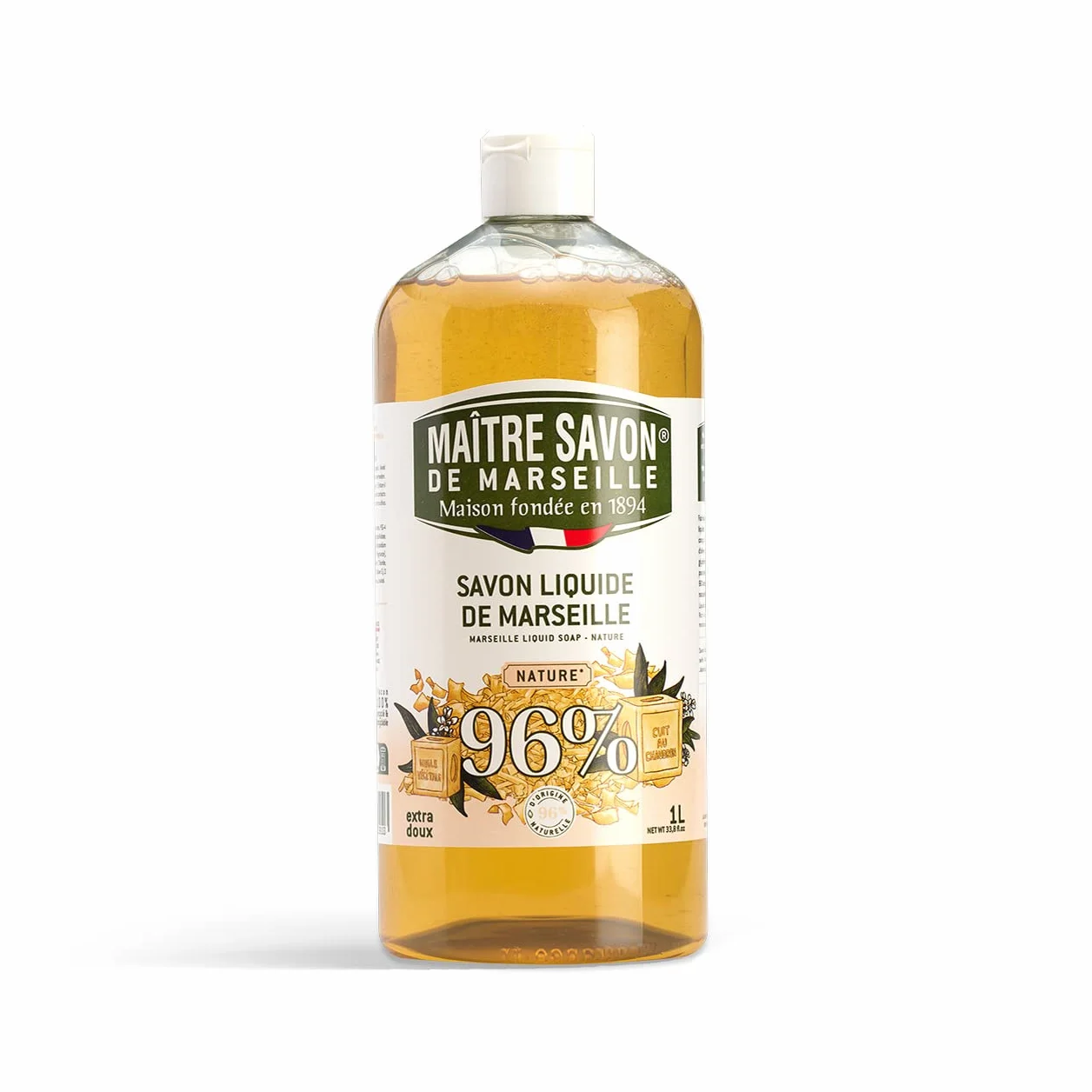 Maître Savon de Marseille liquide Nature 1L 96% d'origine naturelle