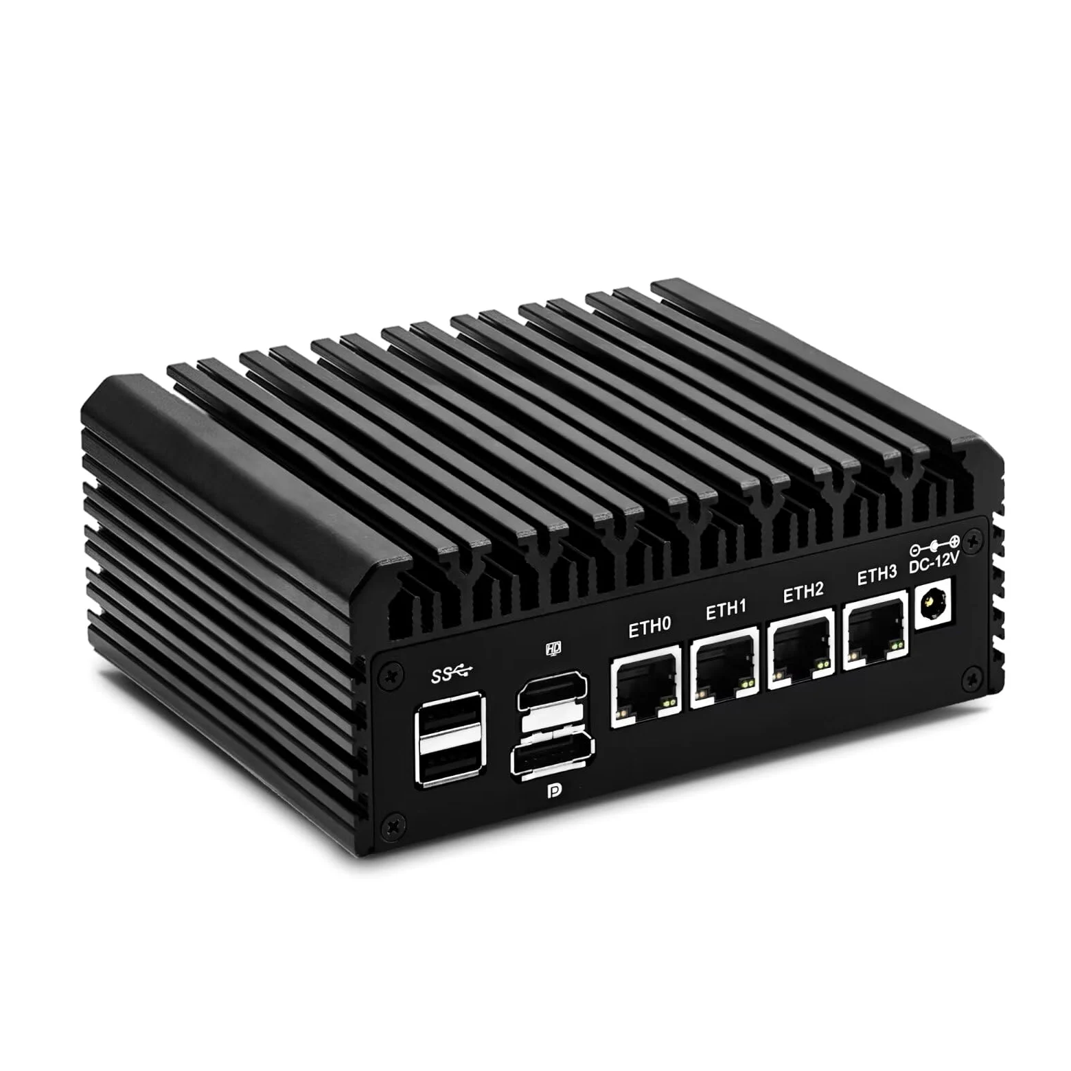 Fanless Firewall Mini PC N6005,4C/4T,4X 2.5 GBe LAN/4USB/HD/DP/Tpye C/TF, OPNsense/AES-NI Router Netzwerk Security,DDR4 8G RAM 128G SSD Barebone,Dual Display