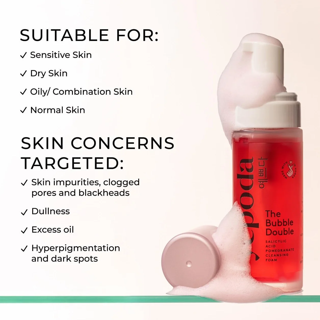 Yepoda The Bubble Double mousse nettoyante exfoliante douce 120 ml