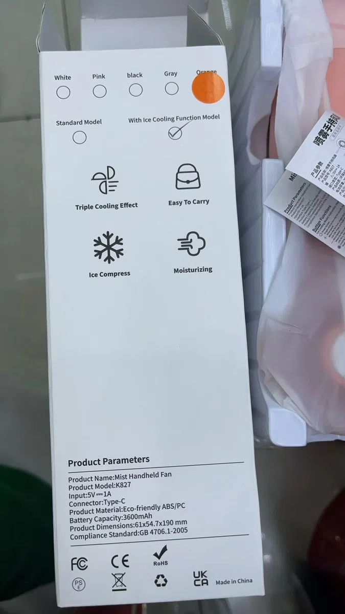 Générique Ventilateur 3-en-1 avec Brumisateur et Plaque Métallique Refroidissante par Contact,USB-C, Réservoir d'Eau 34ml, Batterie 3000mAh, 4 Vitesses, Pliable, pour Bureau, Voyage, Portable Poche