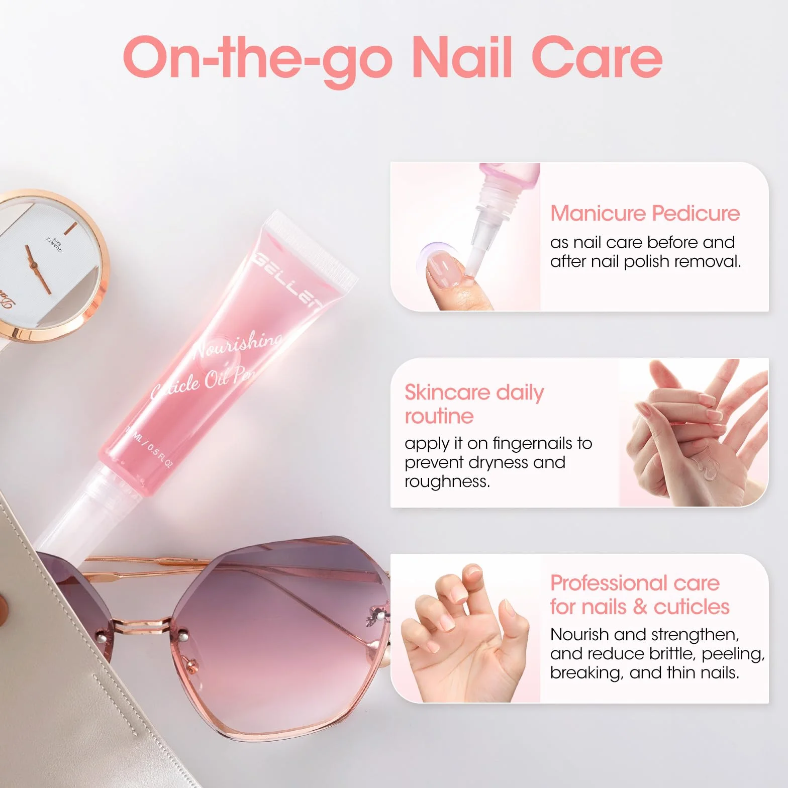 Huile Cuticules Ongles 15ML Avec Brosse Douce - Huile De Soin Ongle Nourrissante Riche En Huile de Jojoba et Vitamine E