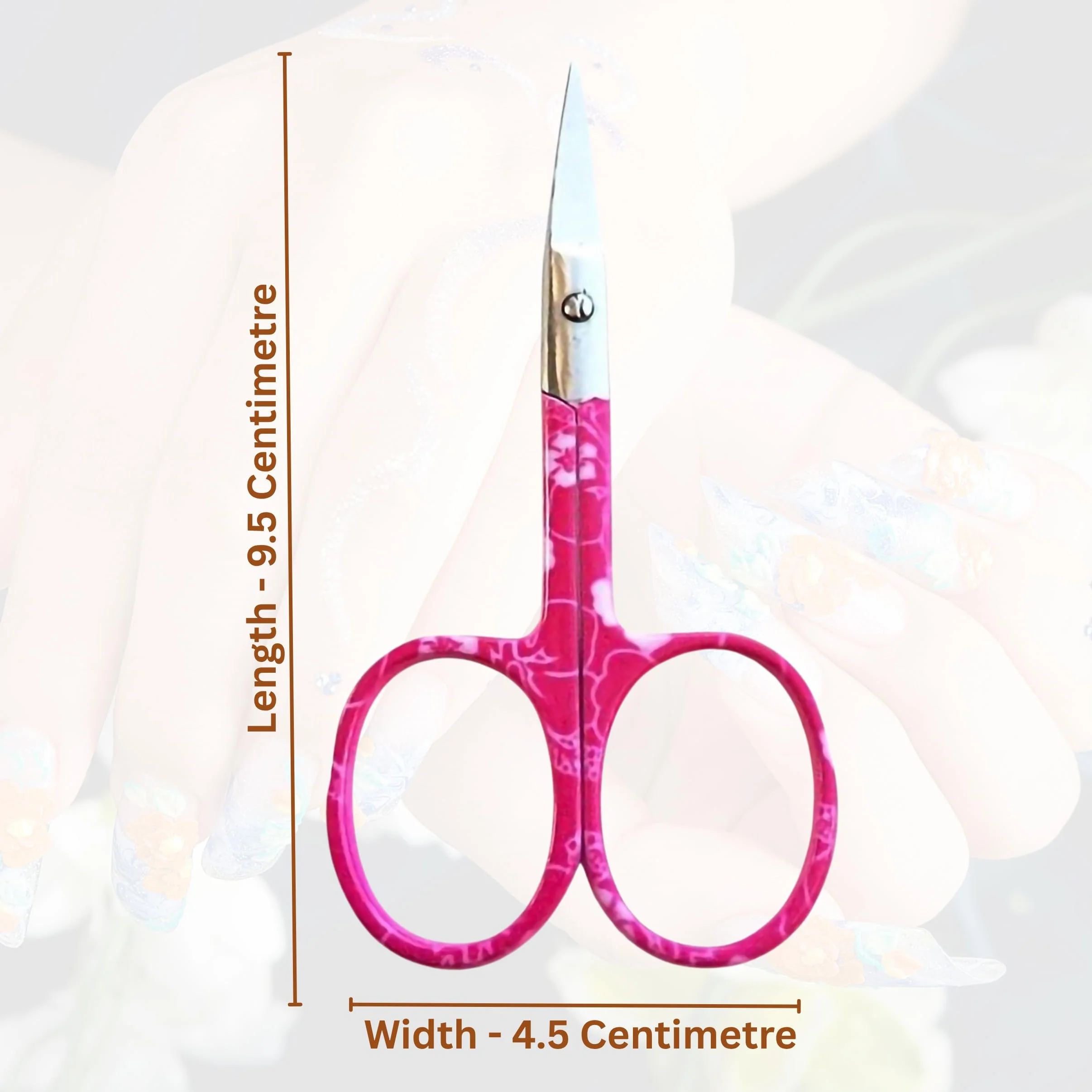 ASM Ciseaux à ongles incurvés 9,5 cm - Coupe-cuticules robustes pour sourcils, barbe et nez (rose)
