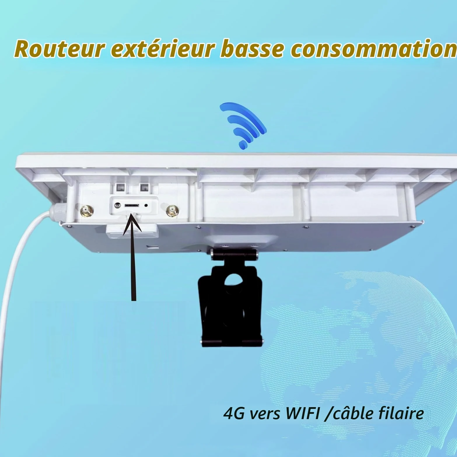 Bewinner Routeur de Modem 4G à énergie Solaire avec Extension WiFi 6, Panneau Solaire 12W, Batterie de 18000mAh, IP66 Proof, Portée de 150 M, Emplacement pour Carte SIM pour Le Camping (Antennes