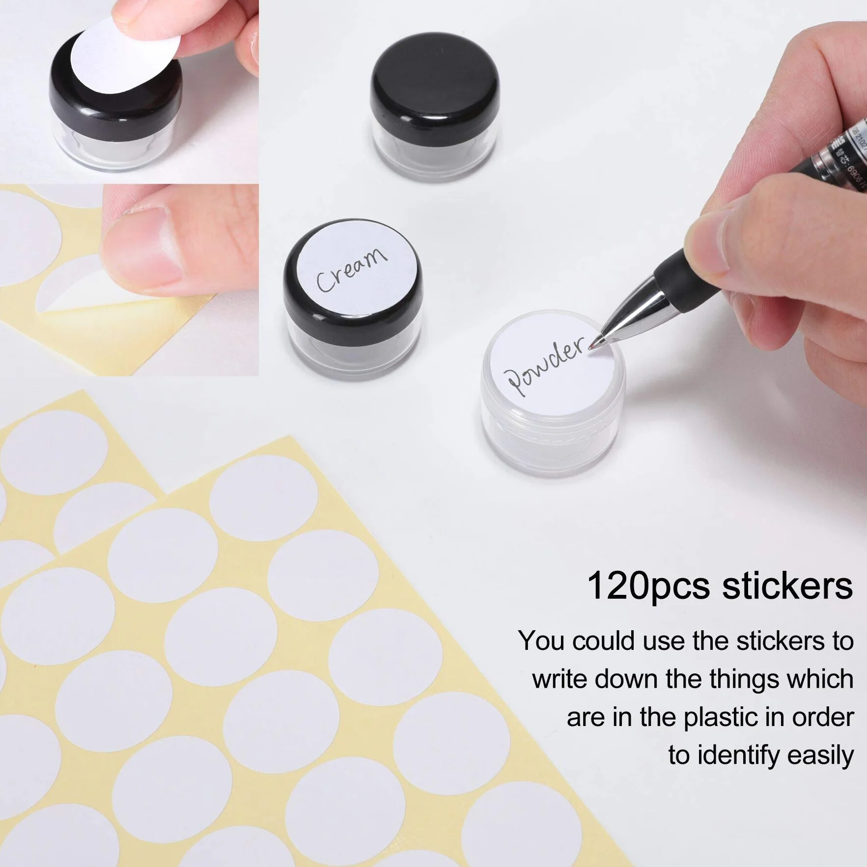 Conteneur Cosmétique 5ml Vide Transparent Noir Blanc Petit Pot Rond Plastique pour Baume à Lèvres Lotion Crème Pilules