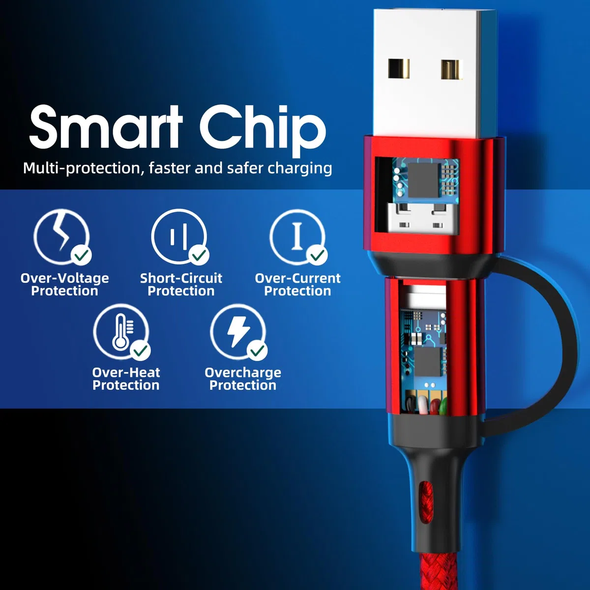 Ankndo Lot de 3 câbles de charge multi-USB 6 en 1 3 A - Câble de charge multiple USB A/C vers port i-P/USB C/Micro USB - Câble de charge universel pour téléphones portables/tablettes/Galaxy et plus