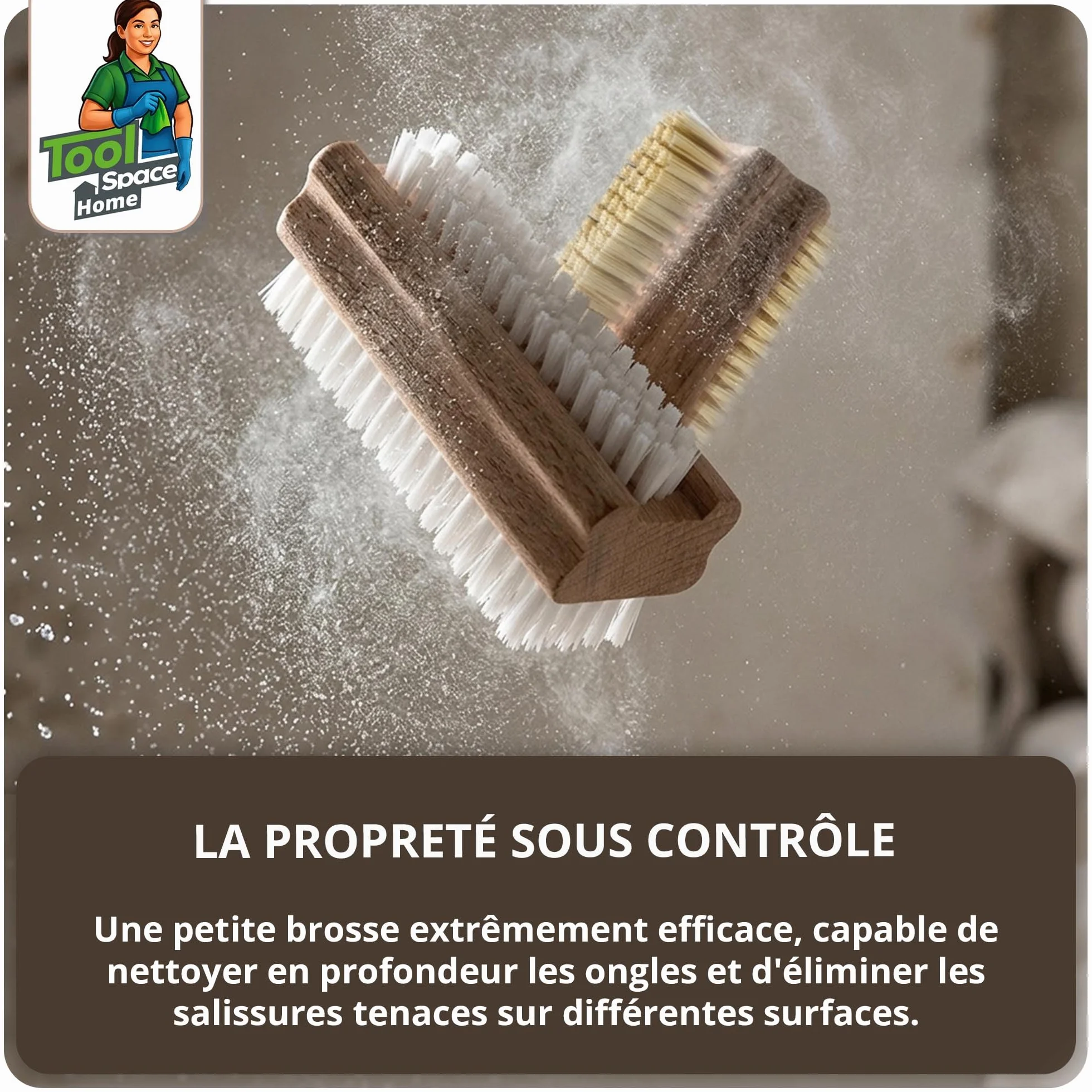 Brosse à Ongles pour les mains Main Bois Manucure Pedicure Poil Dur Brossé Nettoyant Soies d'Agave Bois Naturel 2 Pièces