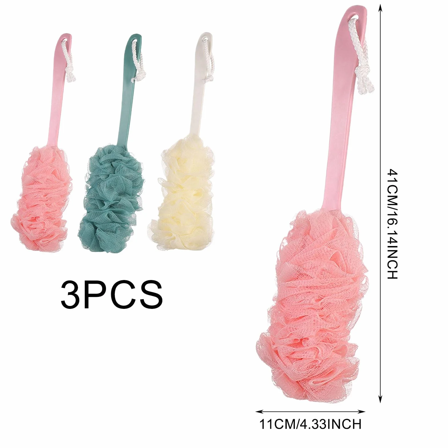 Brosse de bain à poignée longue pour exfolier et enlever, Back Brush Scrubber Shower Loofah