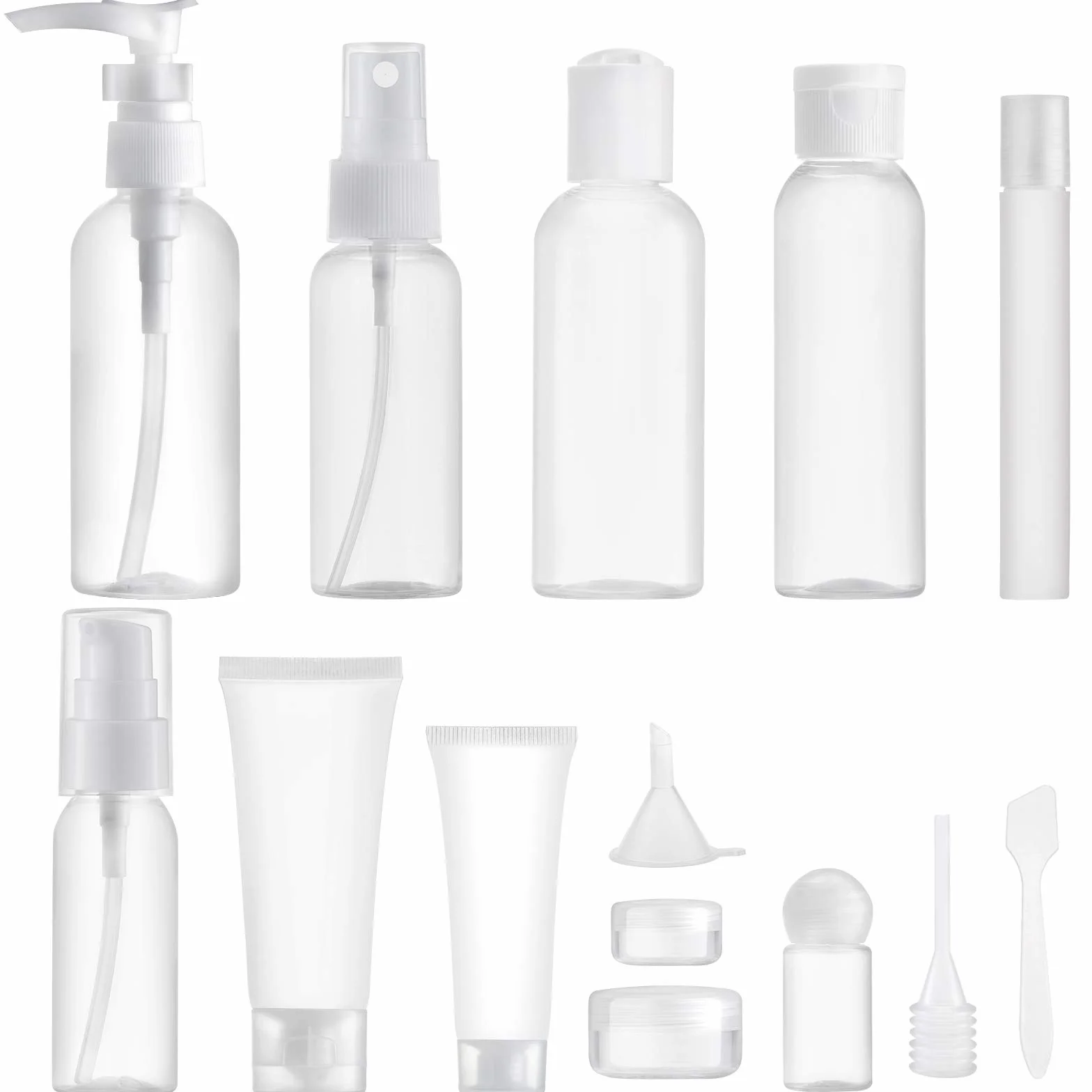 Toureal Flacons de Voyage 100ml Avion - 14 Pièces Kit Voyage Produit Toilette avec Contenant