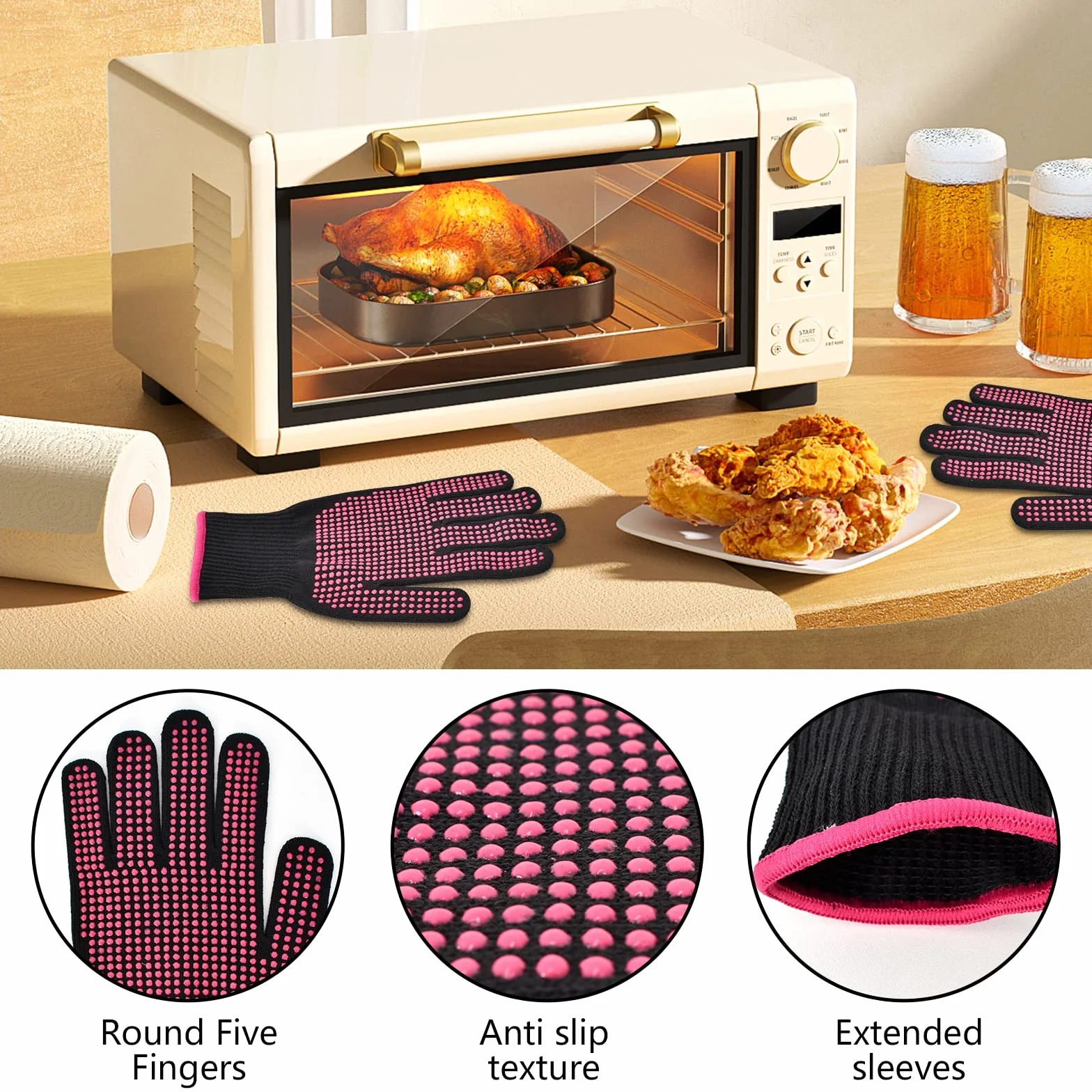 Gants Résistants à la Chaleur pour Coiffure Silicone Protection Ménagers (1 pièce)