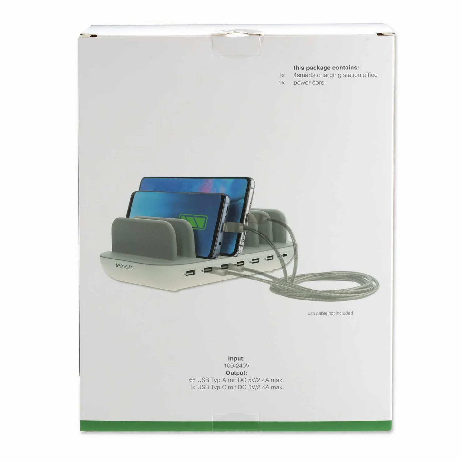 4smarts Office Station de Charge 60W avec 7 Ports USB [6X A & C 2.4A] Chargeur Rapide pour Multiples Appareils Compatible avec iPhone, Samsung, Huawei, iPad - Blanc