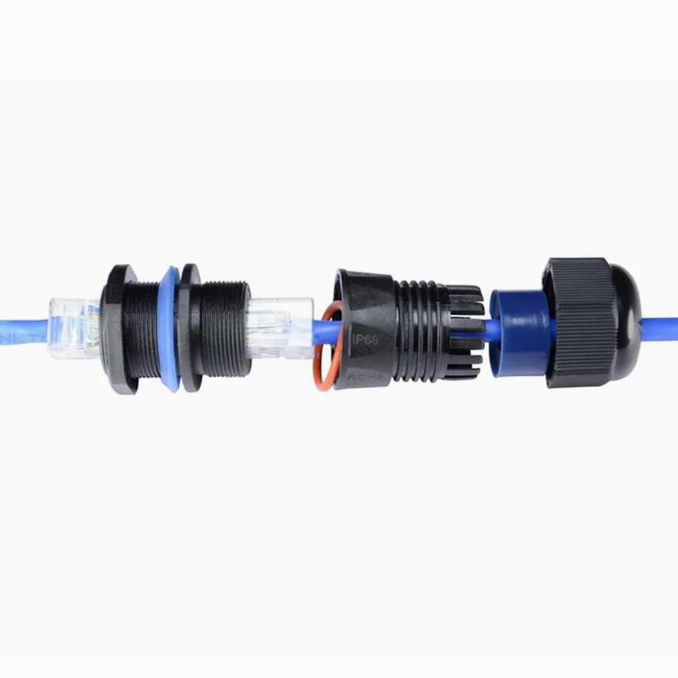PENGLIN Lot de 5 connecteurs étanches RJ45 pour montage sur panneau | Coupleur de câble Ethernet LAN Cat5/5e/6 avec couvercle étanche/anti-poussière pour réseau extérieur