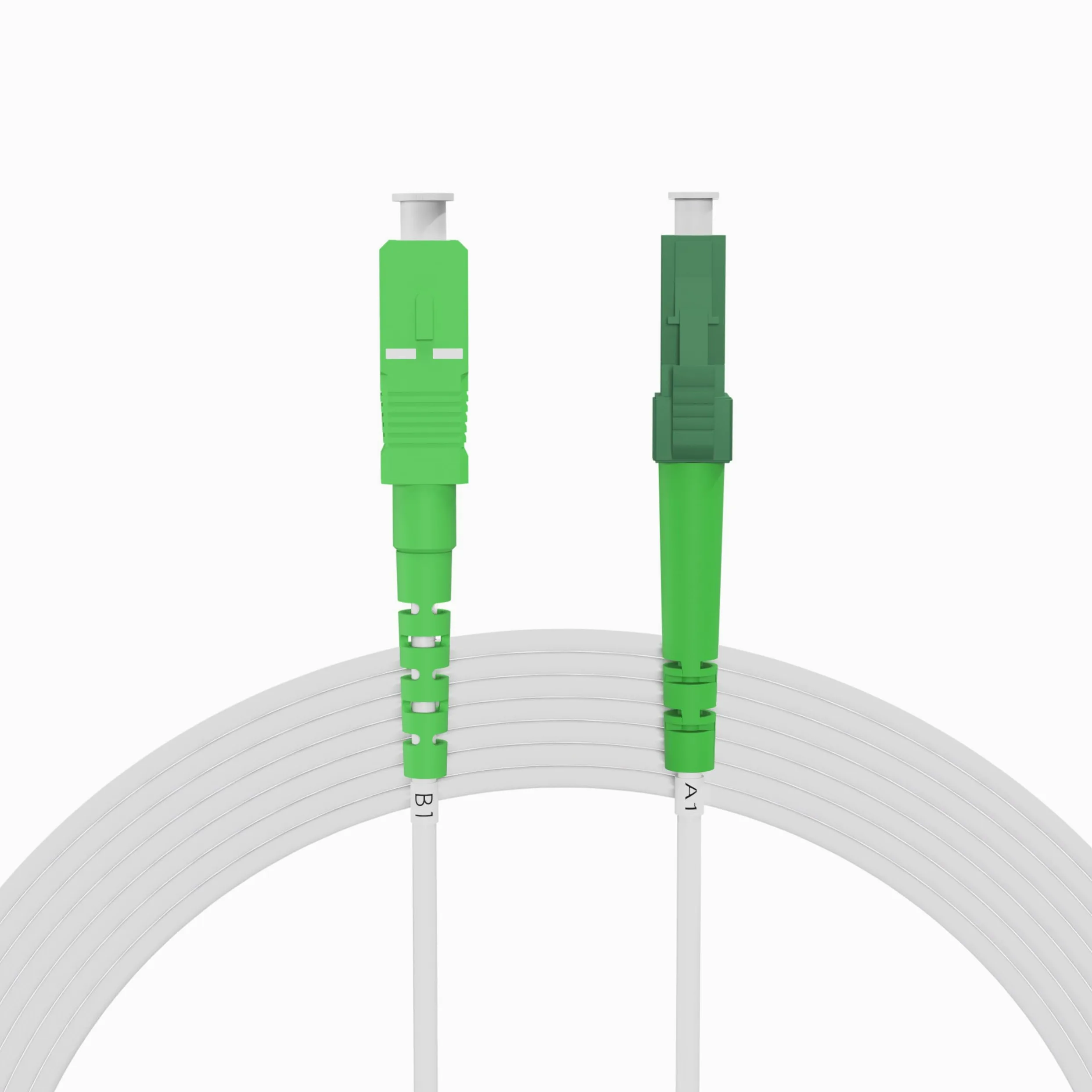 50m Câble Fibre Optique Blanc LC/APC vers SC/APC | Simplex Monomode OS2 FTTH Câble Fibre Optique