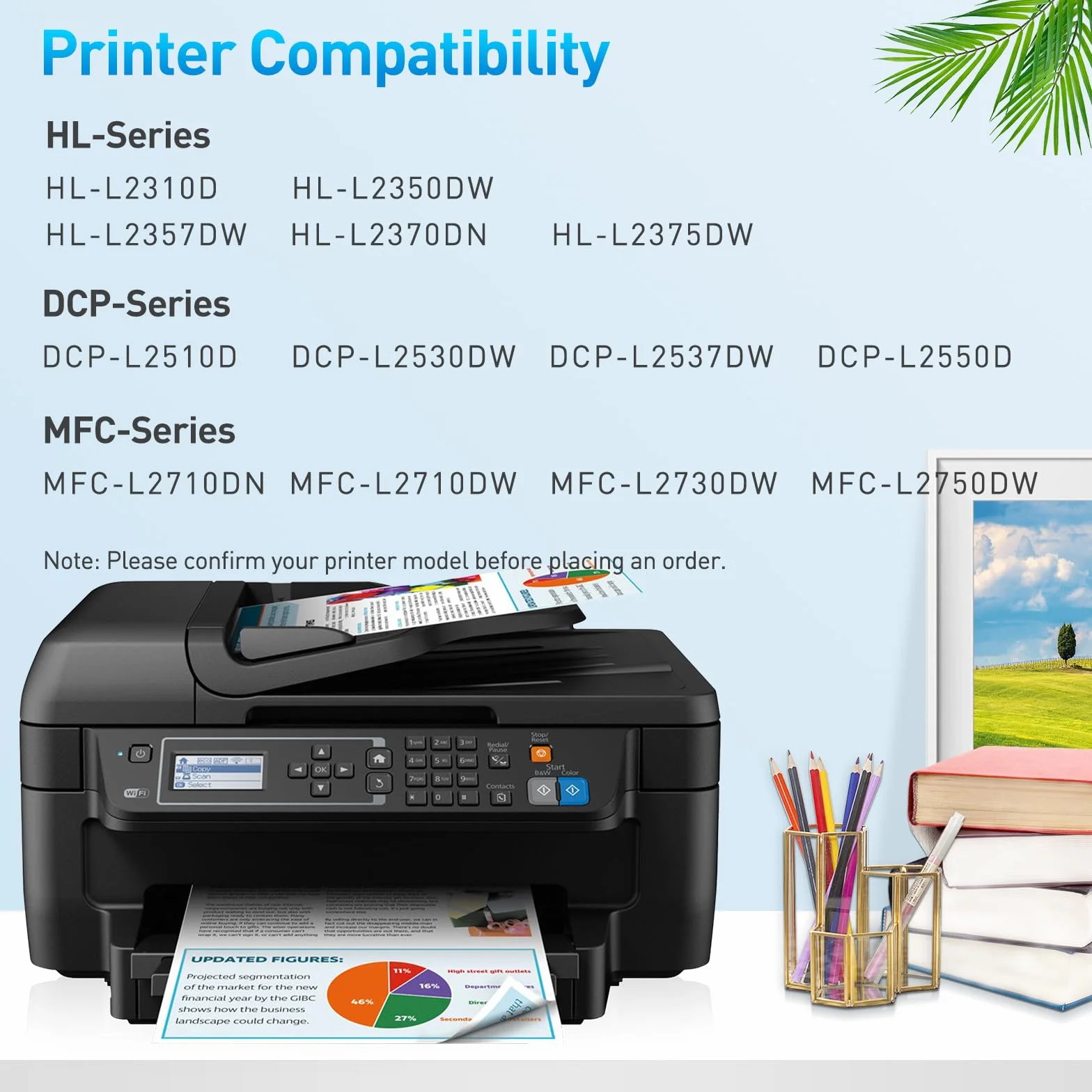 DR2400 Lot de 2 tambours toner noir compatibles Brother DR-2400 pour HL-L2375DW MFC-L2710DW DCP-L2530DW 12000 pages