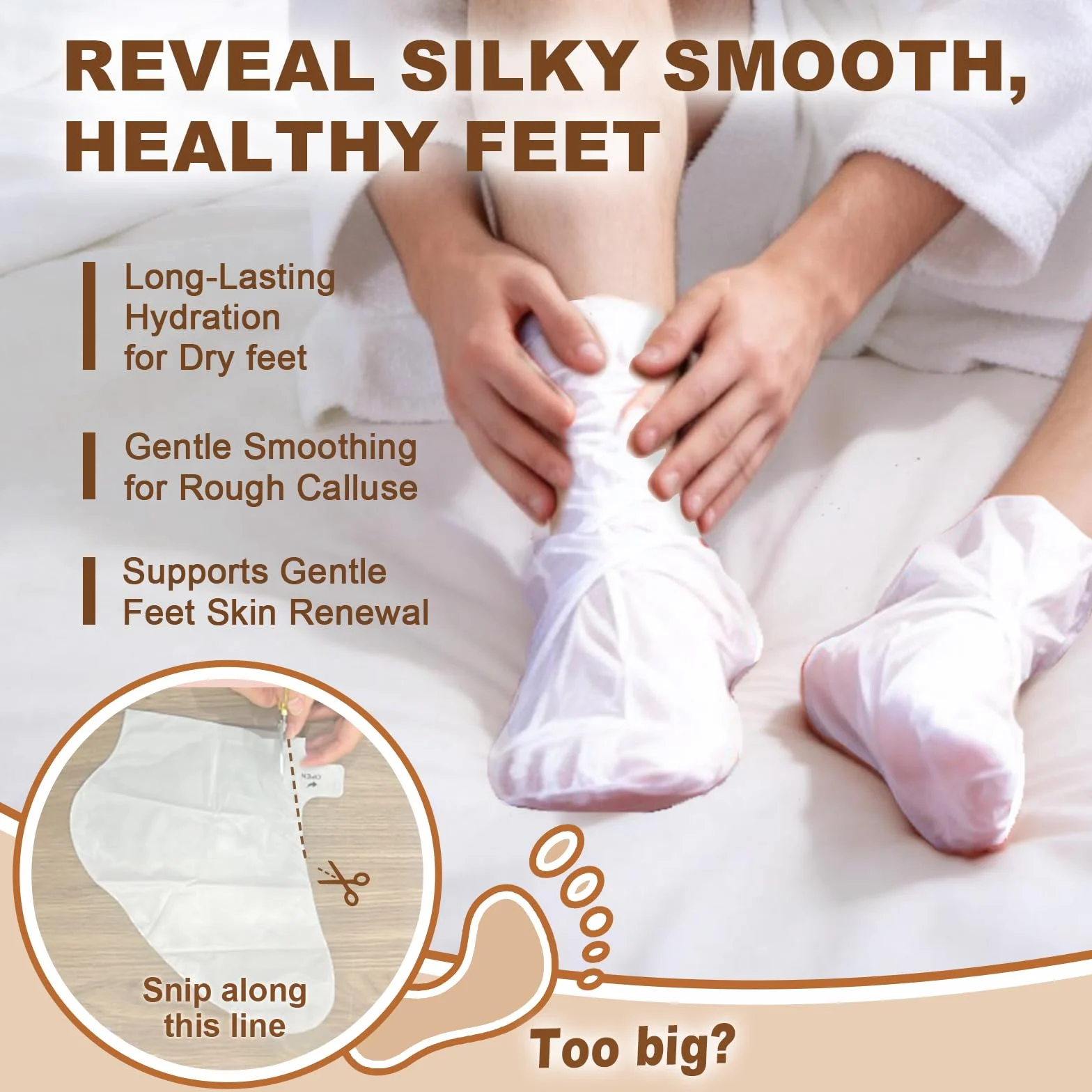 Masque Pied Exfoliant Anti Callosités Hydratant Pieds Secs Fendillés Coco Fraise Miel