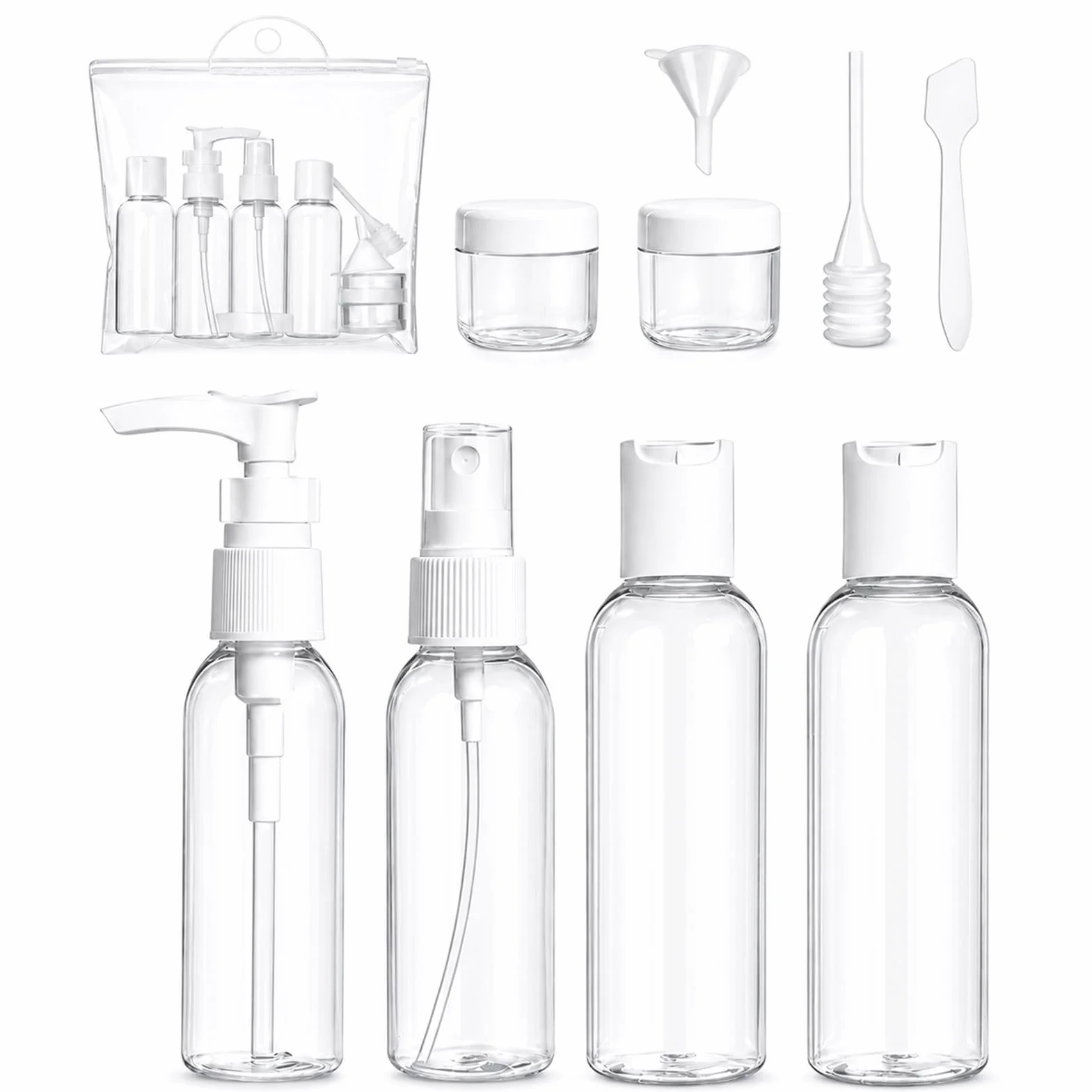 Ensemble Bouteilles de Voyage 9 Pièces, Contenant Liquide Cosmétique Portable, Réutilisable pour Parfum Lotion Shampoing