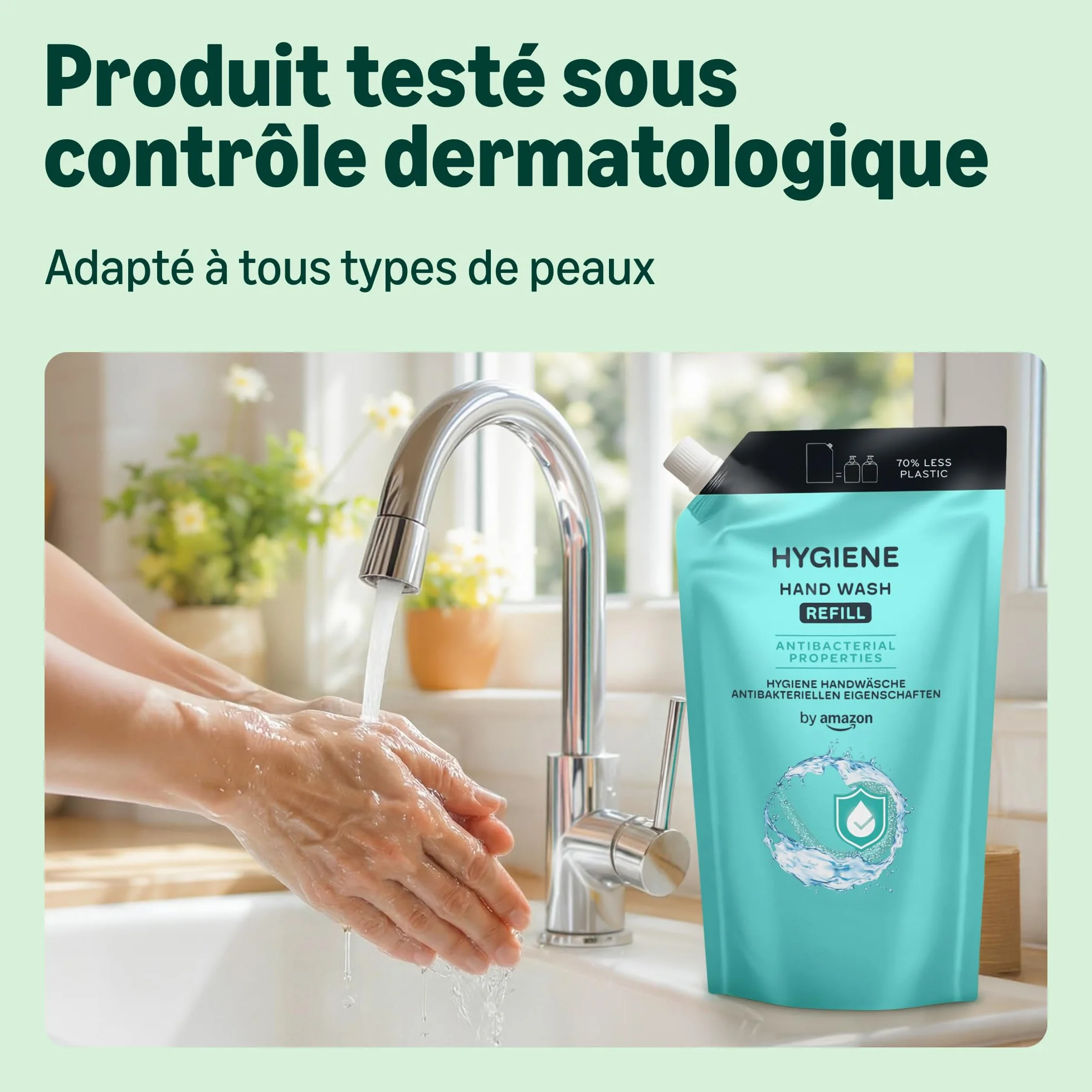 Savon pour les mains antibactérien recharge Amazon 2 x 1 000 ml