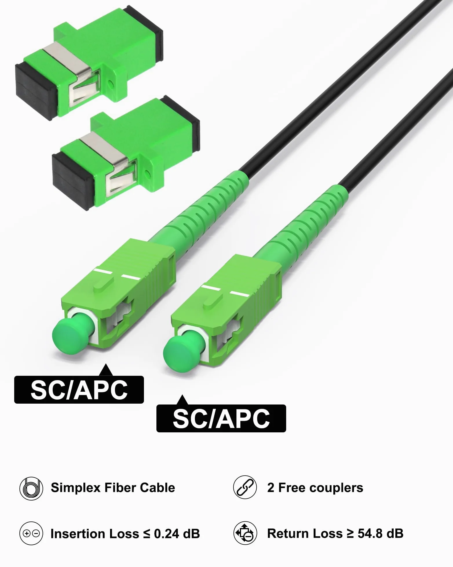 Rallonge de câble Internet en fibre optique SC/APC SC/APC vers SC/APC - Câble de raccordement en fibre blindée SC vers SC - Cordon de raccordement en fibre optique monomode OS2 SIMPLEX SMF,