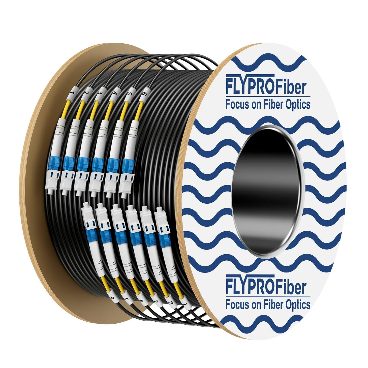 Câble de fibre optique blindé extérieur 6 conducteurs TPU OS2 LC vers LC, OS2 Fibre 6 brins Câble de raccordement en fibre monomode à enfouissement direct LC-LC 9/125um, OD-5 mm, 100 m