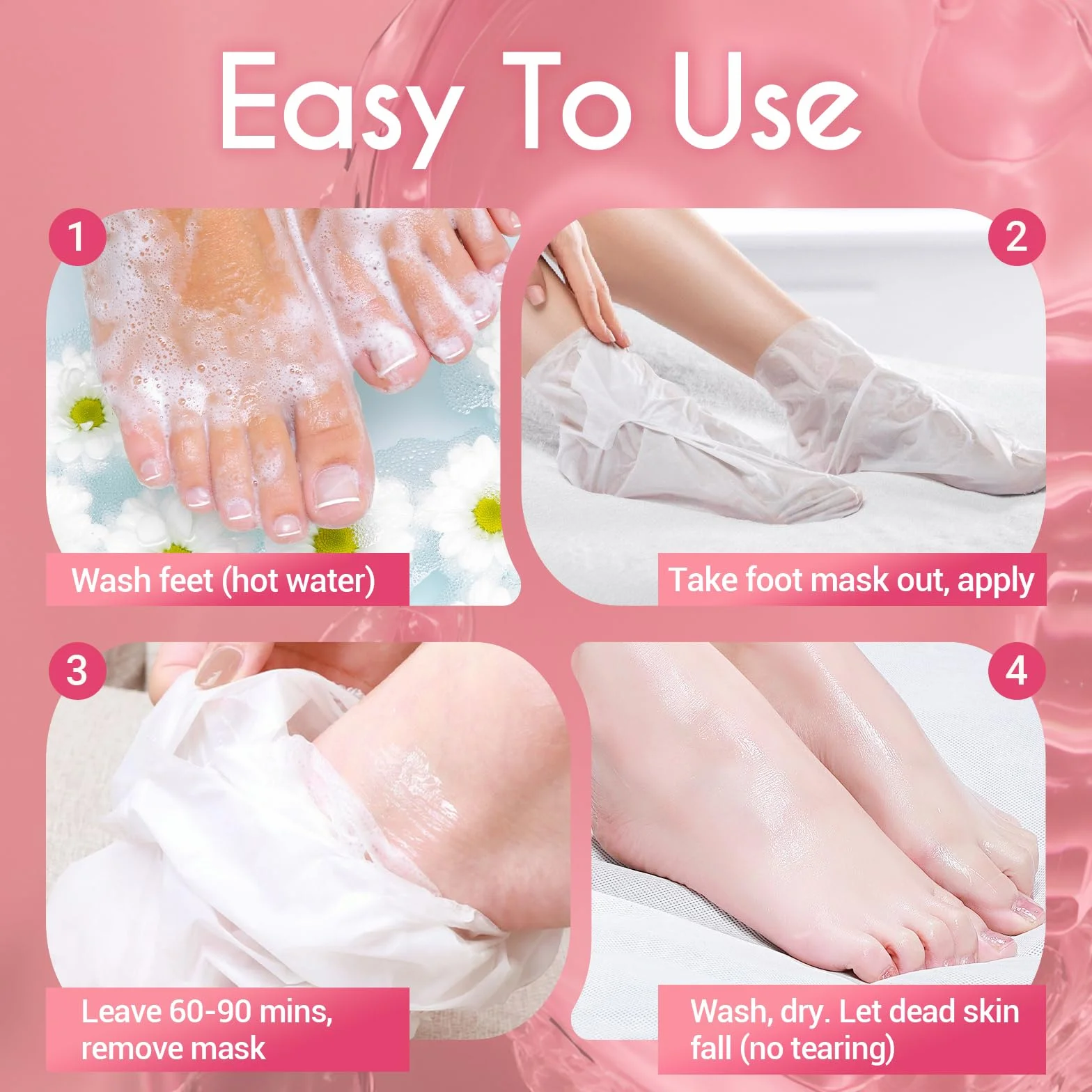 Masque Pied Peeling, Hornhaut Entfernung Fuß Peeling Maske, Hydratant, Nourrissant Pieds, Soin Réparateur (strawberry + papaya)