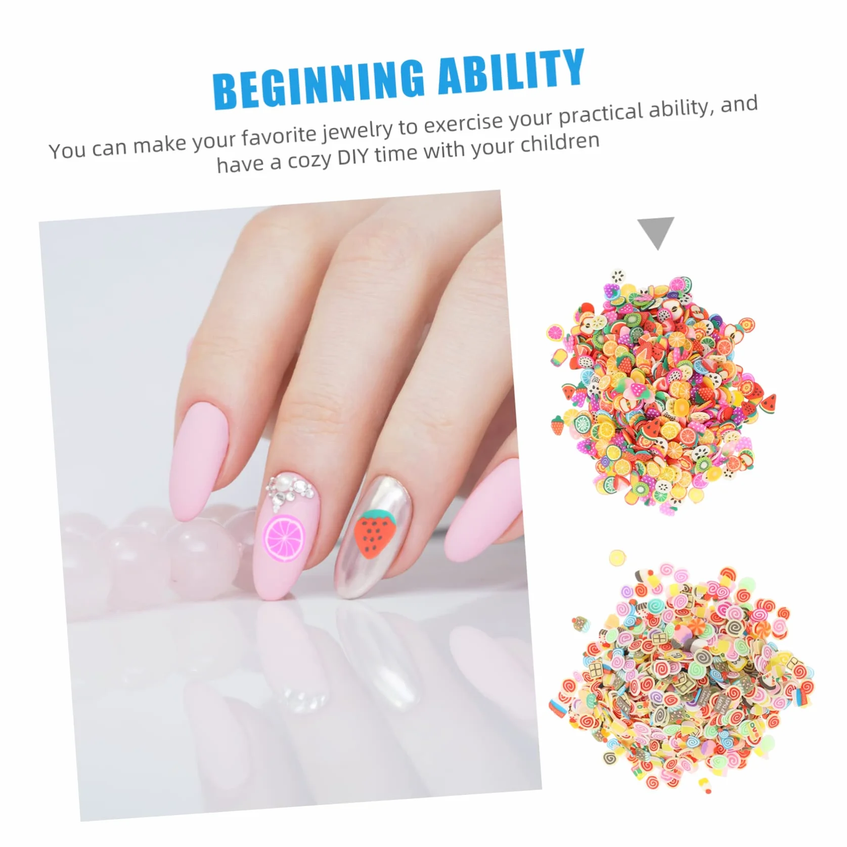 FRCOLOR 8000 pièces Perles Polymère Fruits Gâteaux Accessoires Nail Art Décoration
