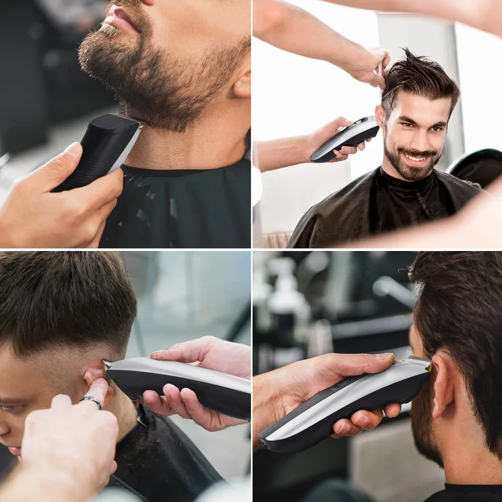 Professionnelle Tondeuse Cheveux Hommes sans Fil Lame Céramique Titane Réglable 8 Sabots