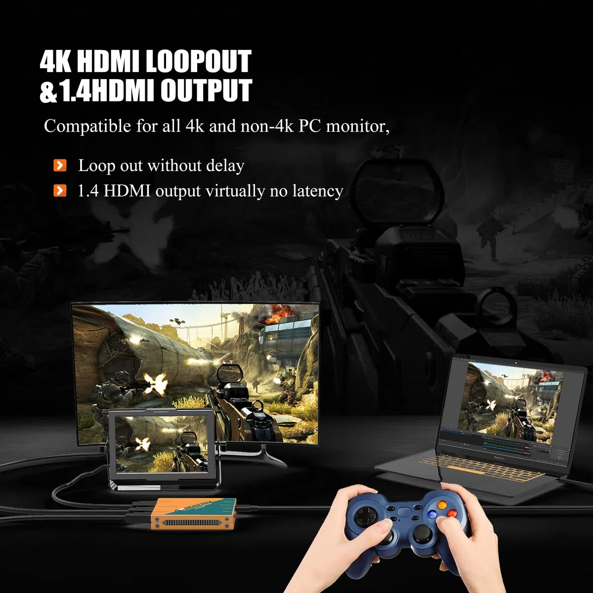 AVMATRIX UC1218-4K Carte de capture 1440p/4K 1080P60 non compressée (YUY2) Capture pour jeu en direct, latence ultra-faible PS5 PS4/Pro Xbox Series X/S Xbox One X/S sur PC et Mac
