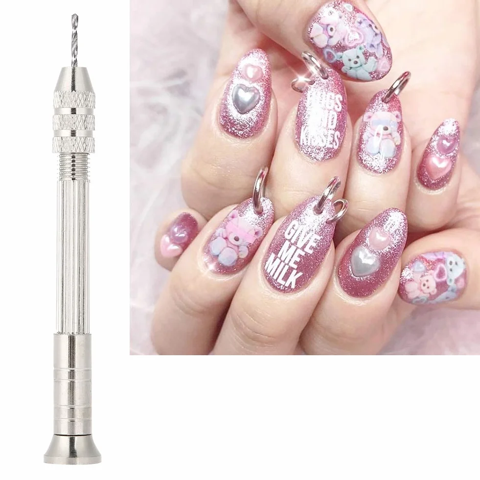 Piercing Ongles Nail Art Outil Manuel de Perforation pour Nail Art DIY Manucure