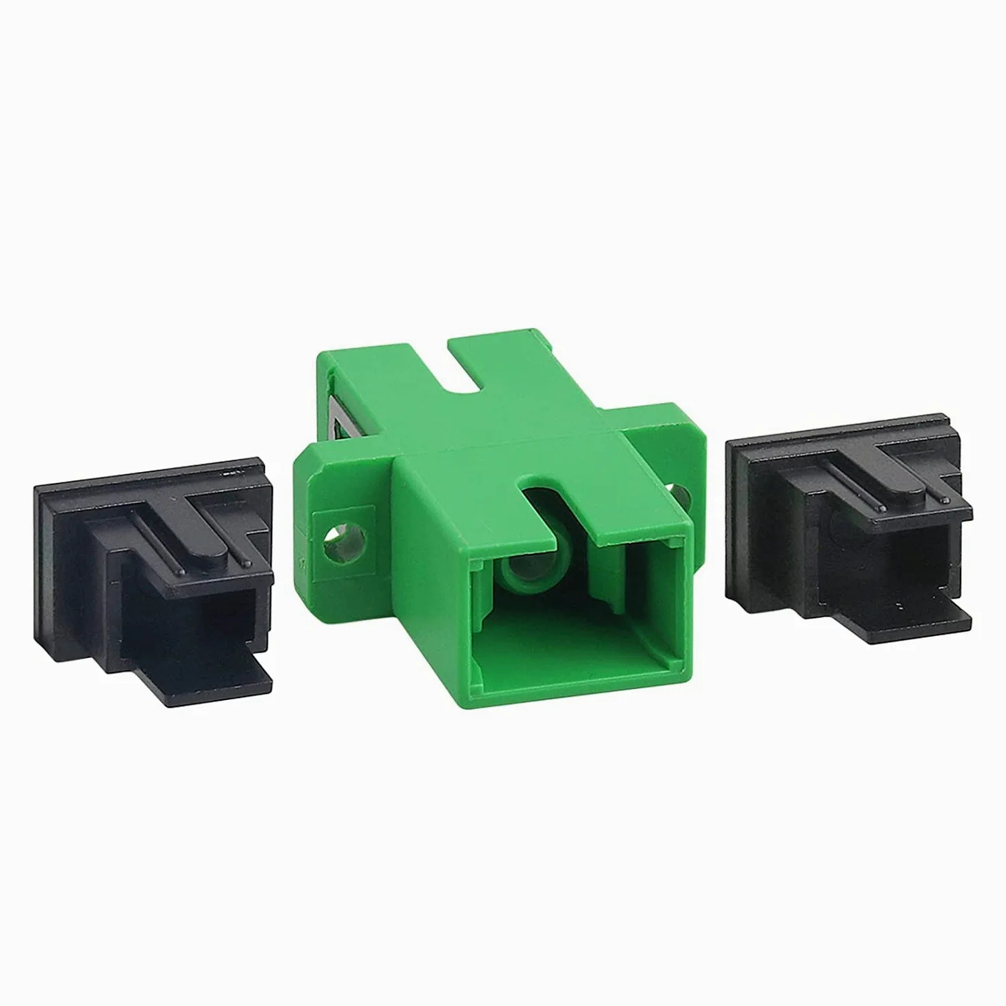 Lot de 100 coupleurs de fibre optique SC monomode vert SC femelle vers SC femelle APC Simplex Coupleur optique à fibre monomode adaptateur réseau Internet avec panneau de montage