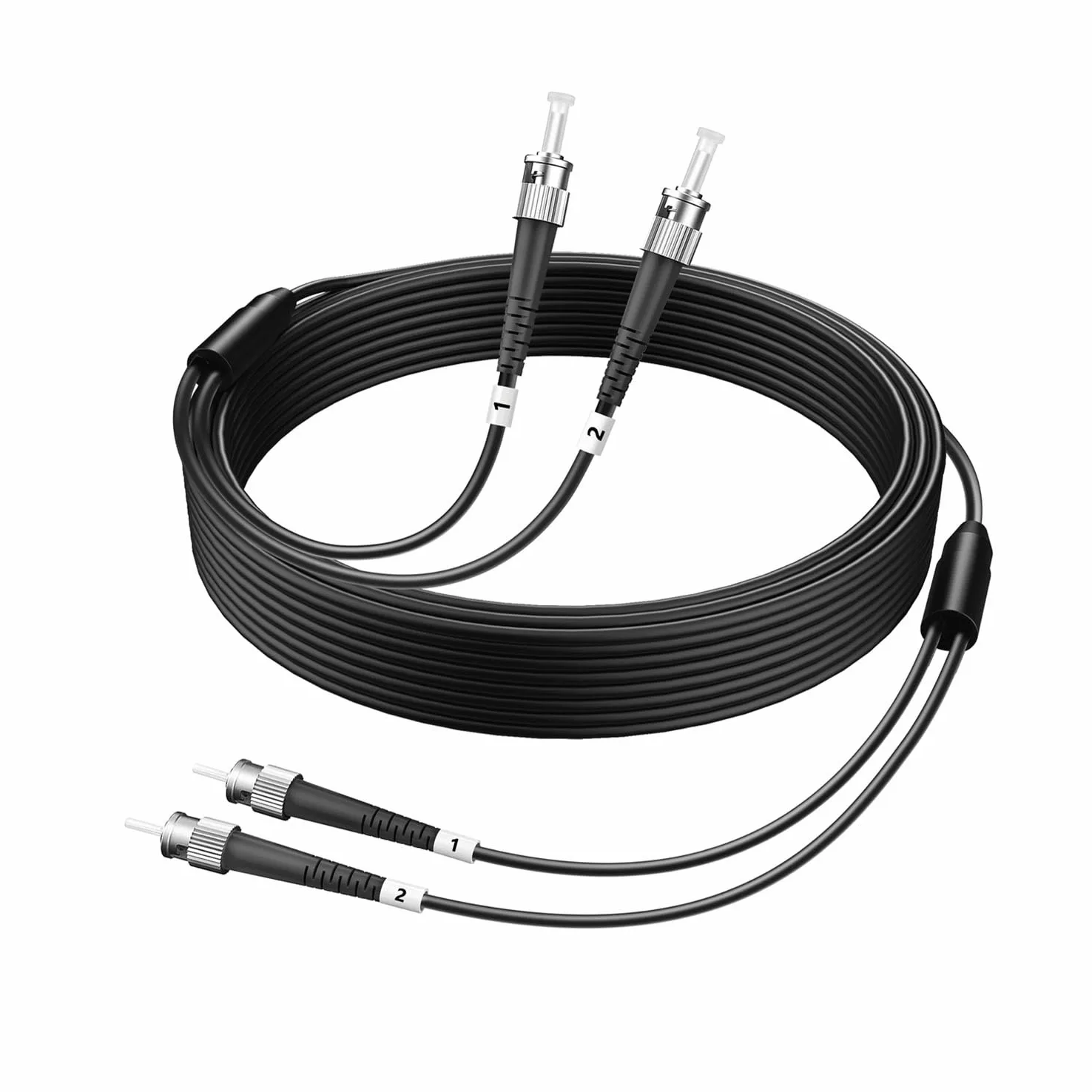 Câble de raccordement en fibre optique blindée extérieur ST vers ST 75 m, câble à fibre optique duplex monomode industriel à enfouissement direct en TPU, câble Internet optique OS2 9/125um OD-5 mm,