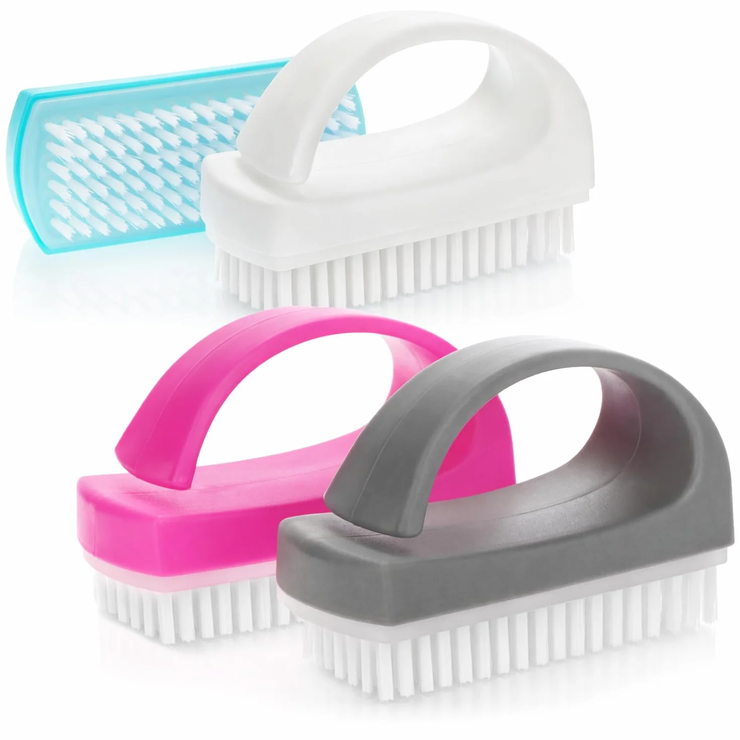 Brosse de lavage pour les mains et les ongles com-four avec poignée 04 Stück Farbmix