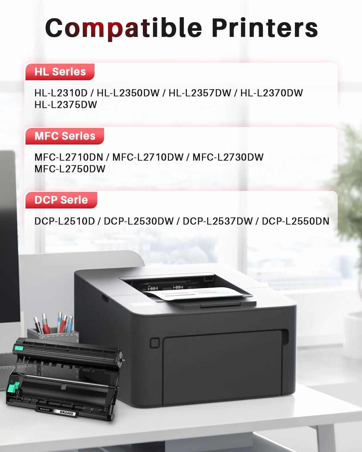 TN2420 Toner et DR2400 Tambour pour Brother HL-L2350DW HL-L2370DN HL-L2375DW MFC-L2710DW