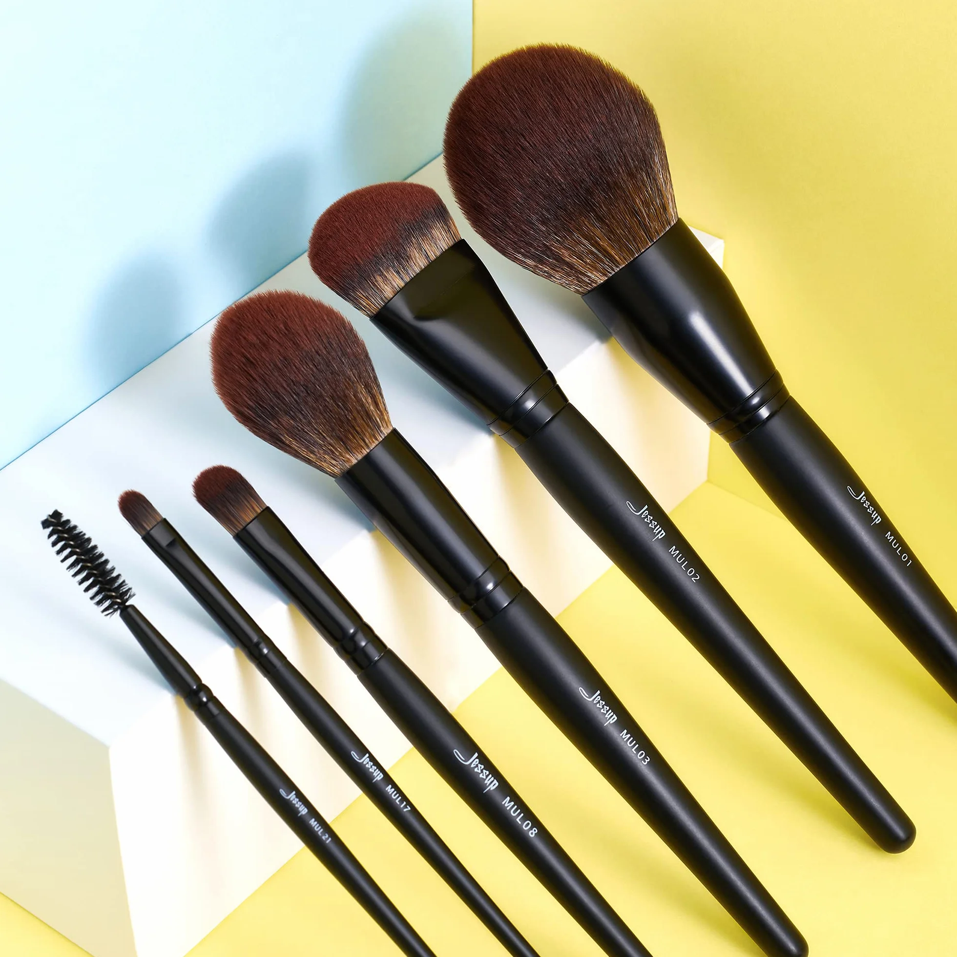 Jessup Pinceaux maquillage Set T271 Noir Fond de teint poudre Ombre à paupières Eyeliner