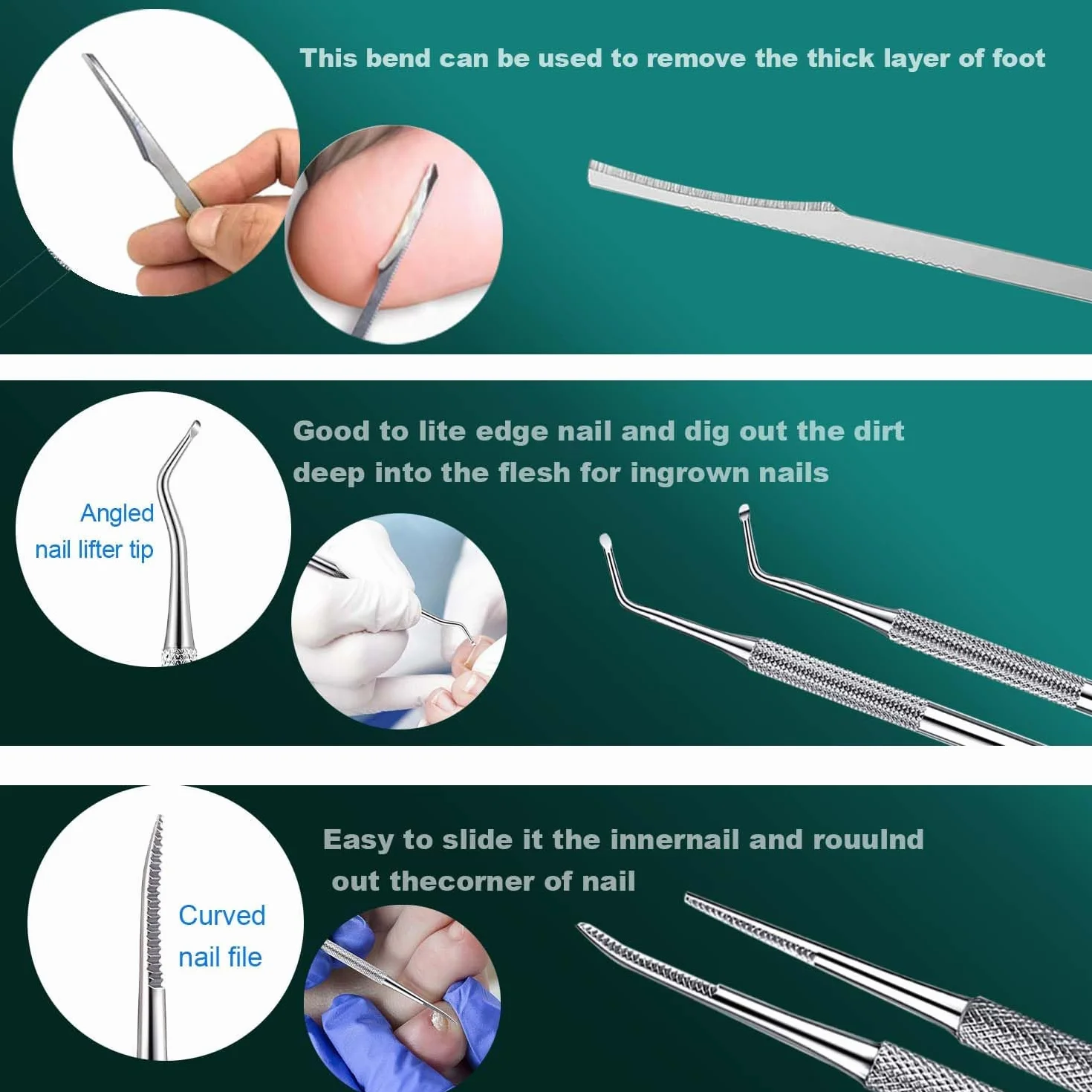 Kit de Traitement des Ongles Incarnés – Pince à Ongles Incarnés et Outils de Correction en Acier Inoxydable