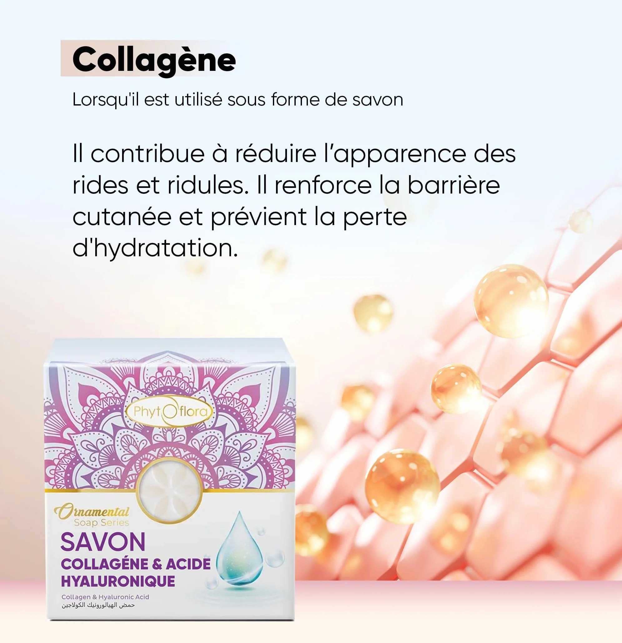PHYTOFLORA Savon Collagene & Acide Hyaluronique 100 gr Hydratant Exfoliant Visage Corps Soin Naturel Peau Jeune Éclatante
