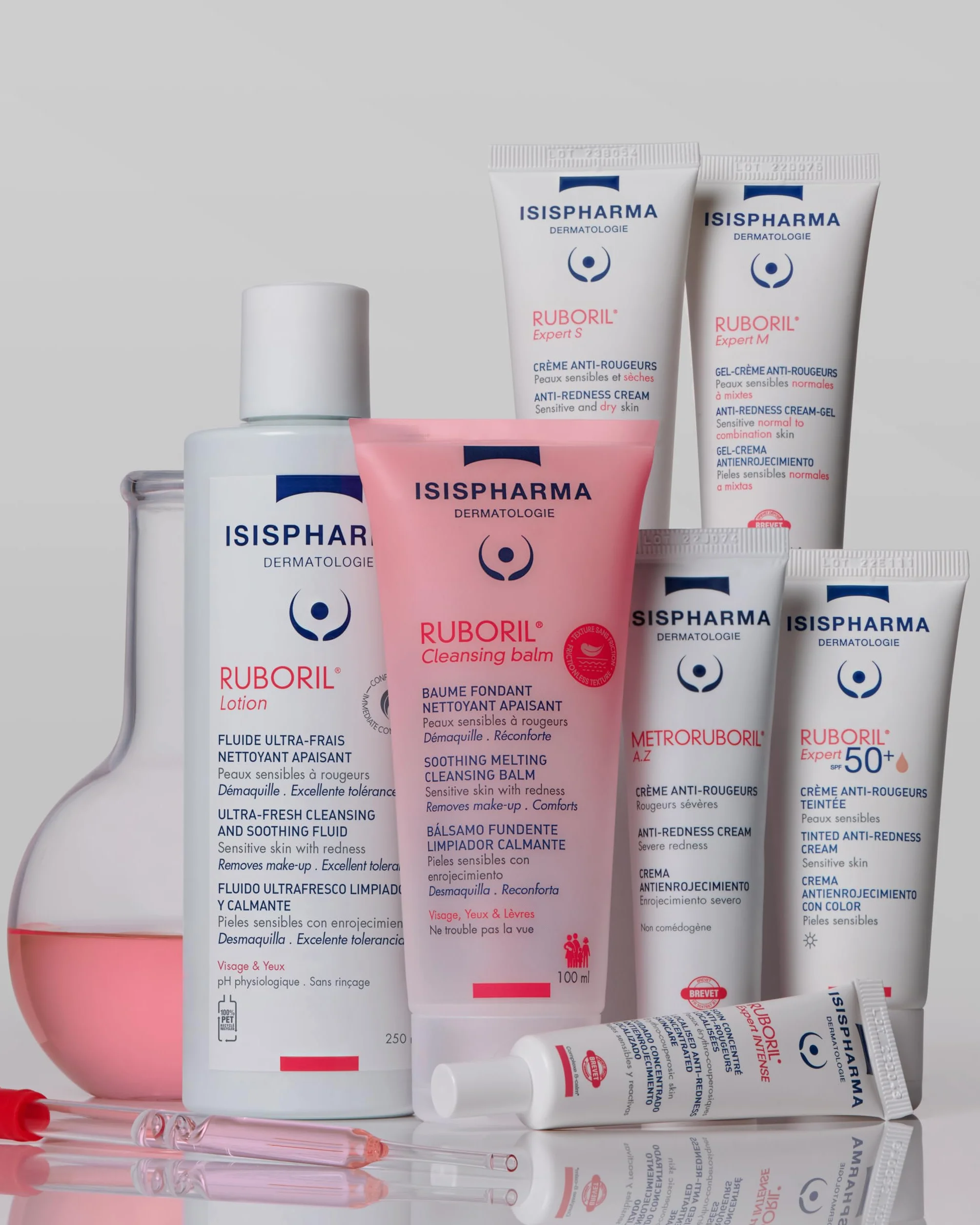 ISISPHARMA RUBORIL Lotion Lait Démaquillant Apaisant 250 ml Peaux Sensibles Sans Rinçage Non parfumé Visage Yeux