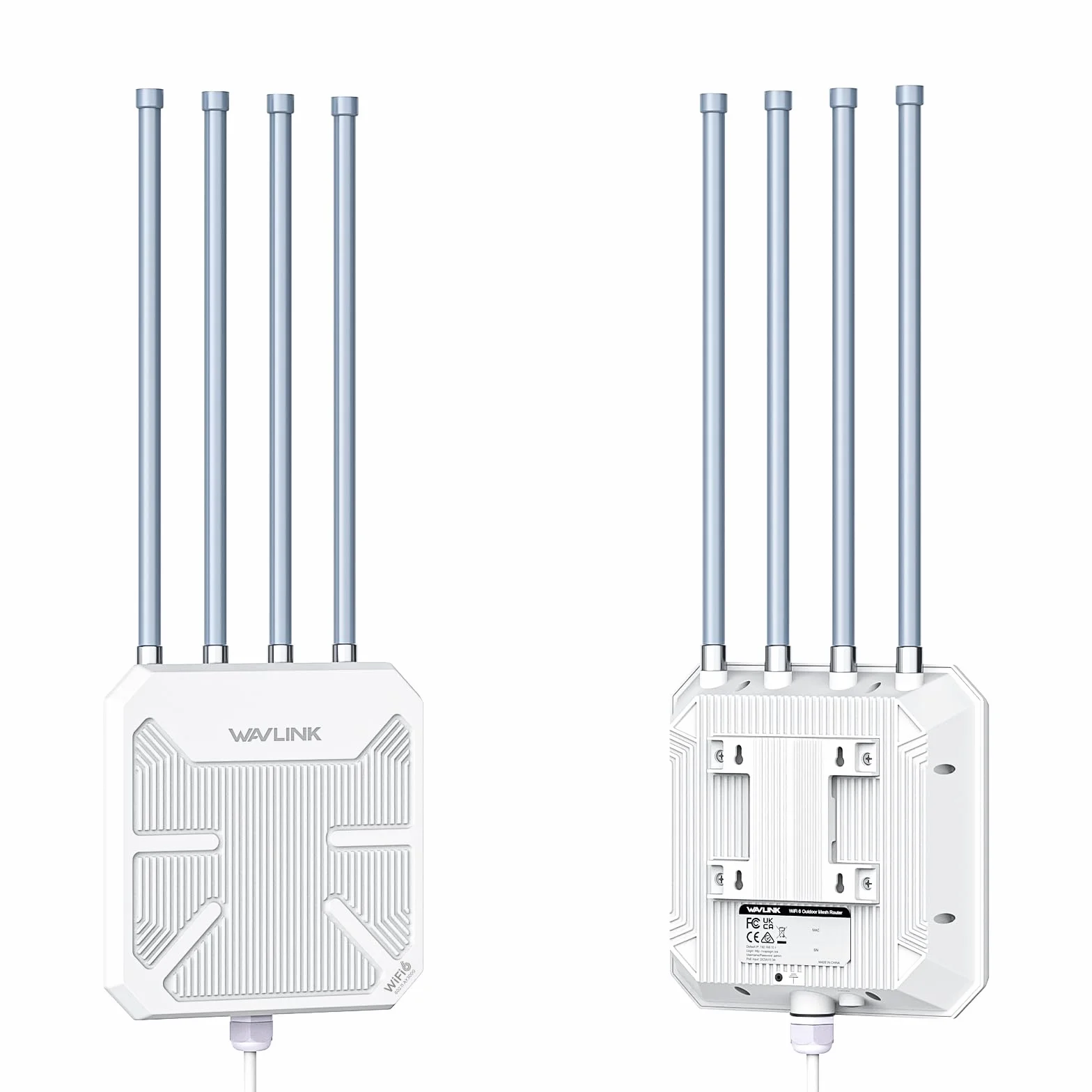WAVLINK WiFi6 Outdoor Access Point, Long Range Outdoor WiFi, Dual Band 2.4G+5G AX3000 Mesh Extender avec antennes PoE/4x8dBi High-Gain/IP67 Protection contre les intempéries
