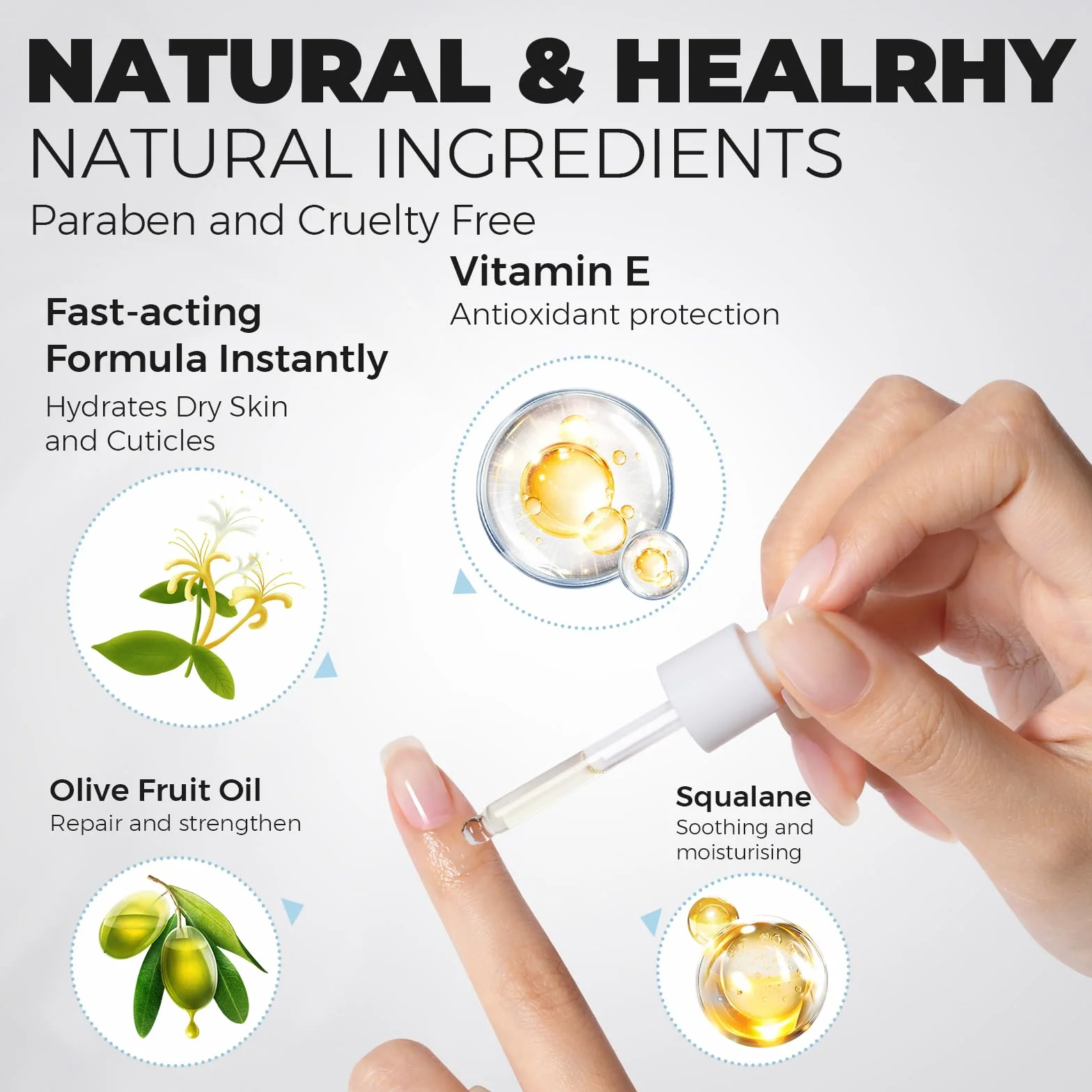 TOMICCA Huile Cuticules Ongles 15ml Nagelöl Pflege pour Nägel & Nagelhaut Bio-Ölen Vitamine E Ongles Fins Geißblatt