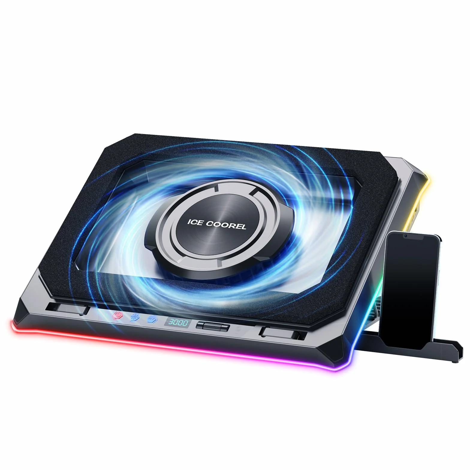 ICE COOREL Tapis de refroidissement pour ordinateur portable 15-21 pouces, ventilateur puissant RVB