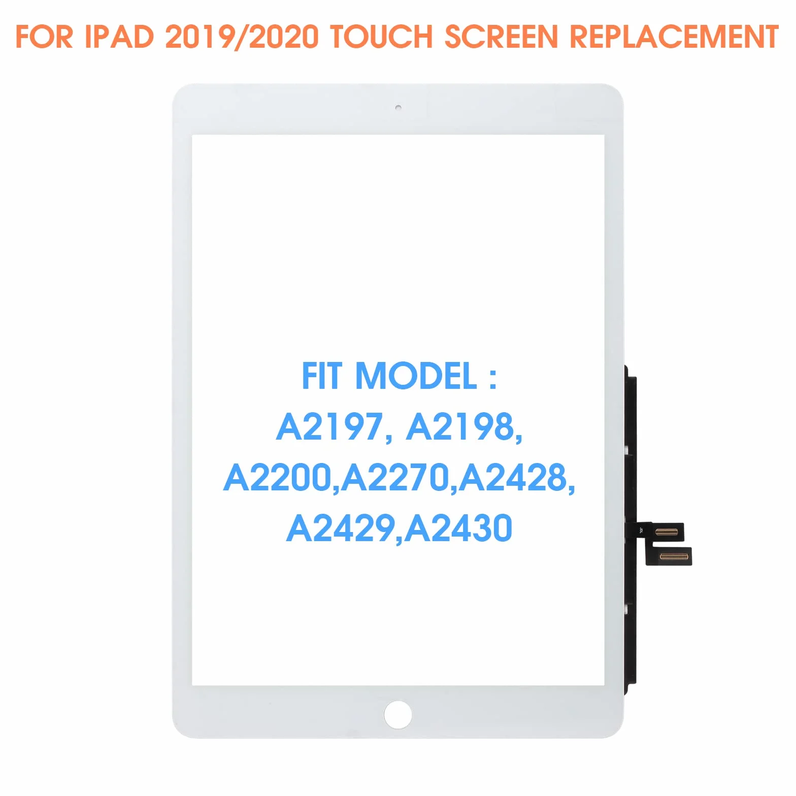Écran Tactile de Rechange iPad 7ème 8ème Génération 10.2 Pces pour iPad 2019 2020 Digitizer A2197 A2198 A2200 A2270 A2428 A2429 A2430