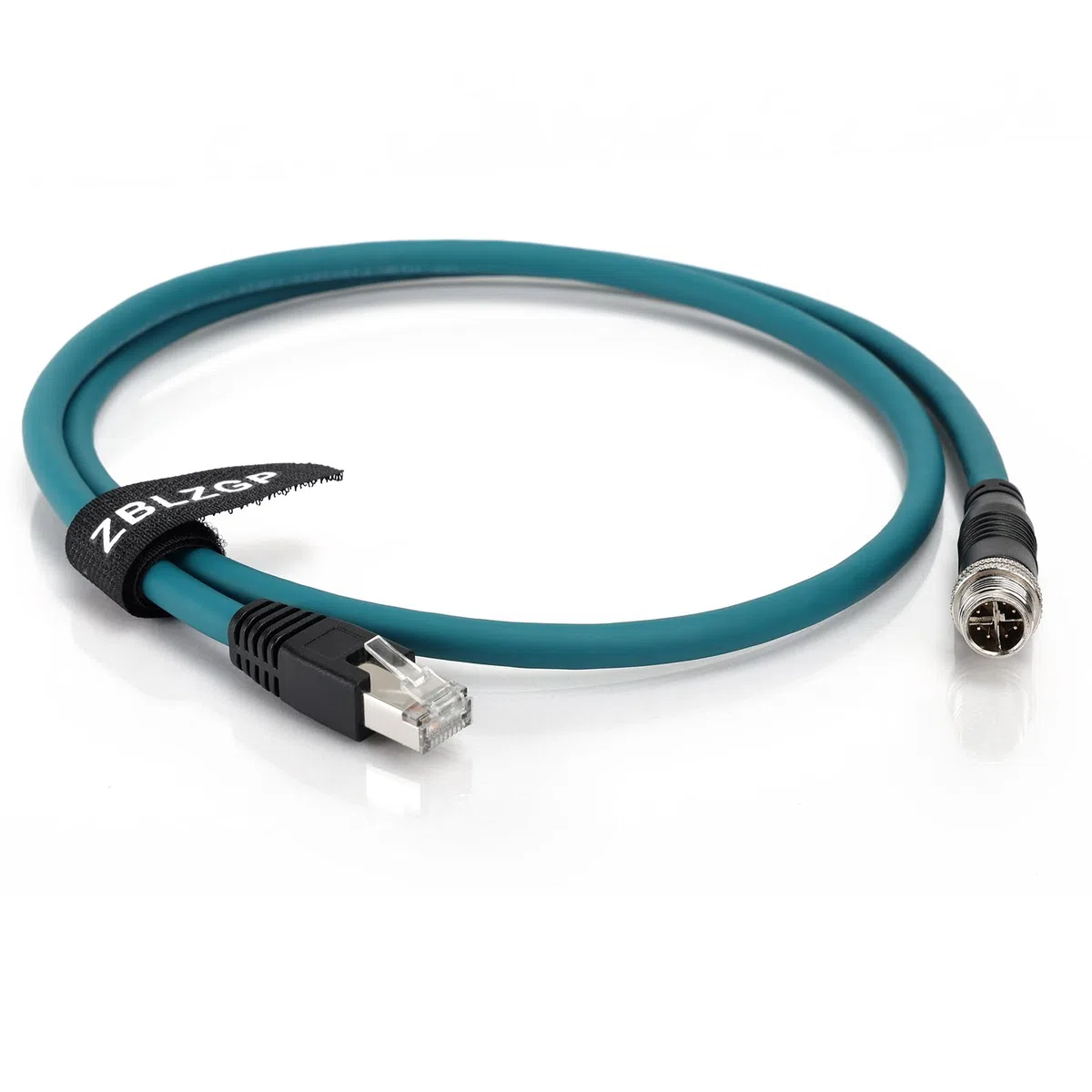 Câble blindé Ethernet M12 8 broches X-Code mâle vers RJ45 Cat7e pour caméra industrielle Cognex (code X droit, vert foncé, 50 m)