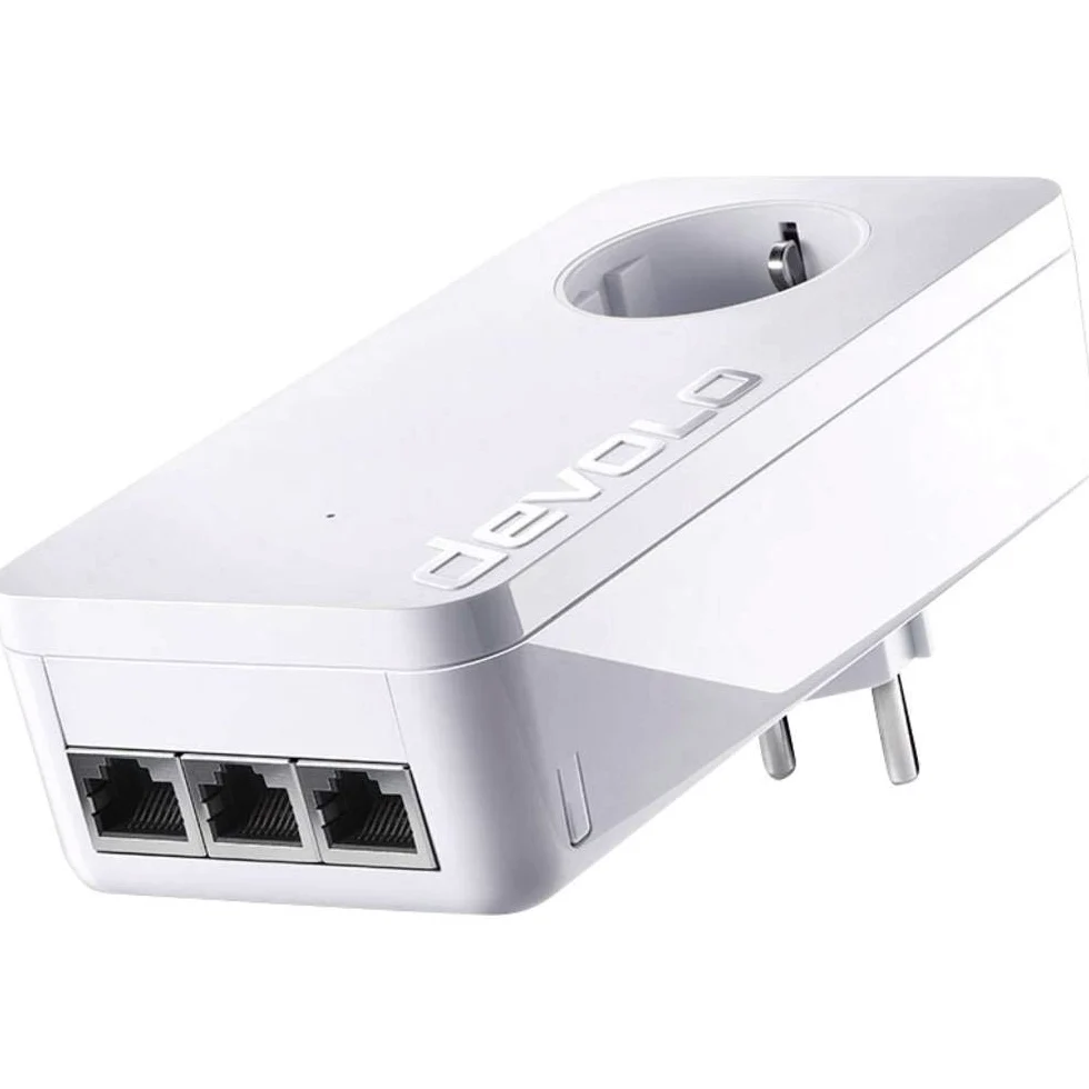 Devolo dLAN 1200 Triple+ Adaptateur Powerline, 1200 Mbit/s LAN sur la Prise, 3 Ports Gigabit, 1 Adaptateur dLAN, Prise intégrée, Adaptateur réseau PLC, Blanc