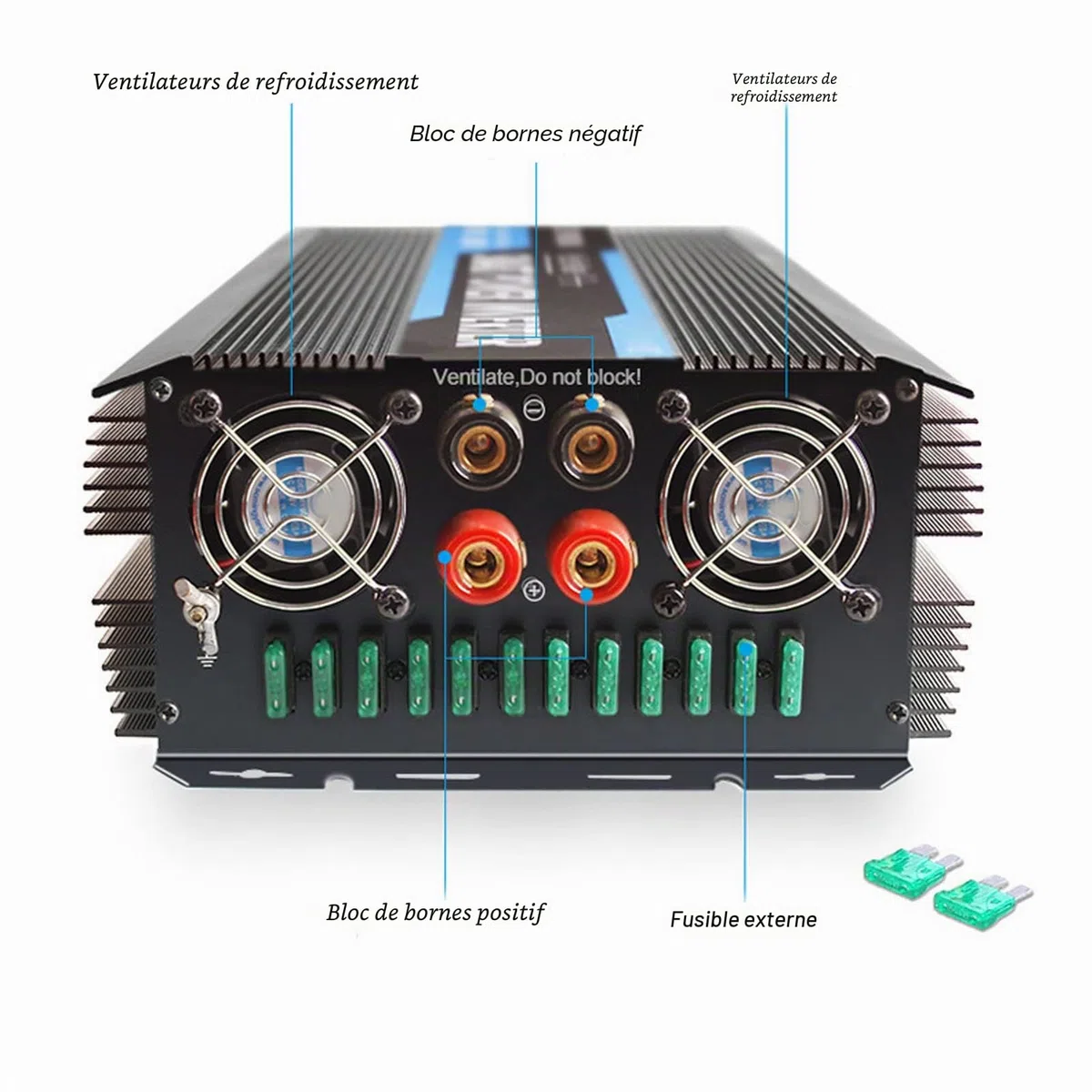 Onduleur à Onde Sinusoïdale Pure, 6000W 12000W Pure Sine Wave Inverter Protection contre les Surcharges Ventilateur de Refroidissement avec Affichage LED pour Consoles de Jeux