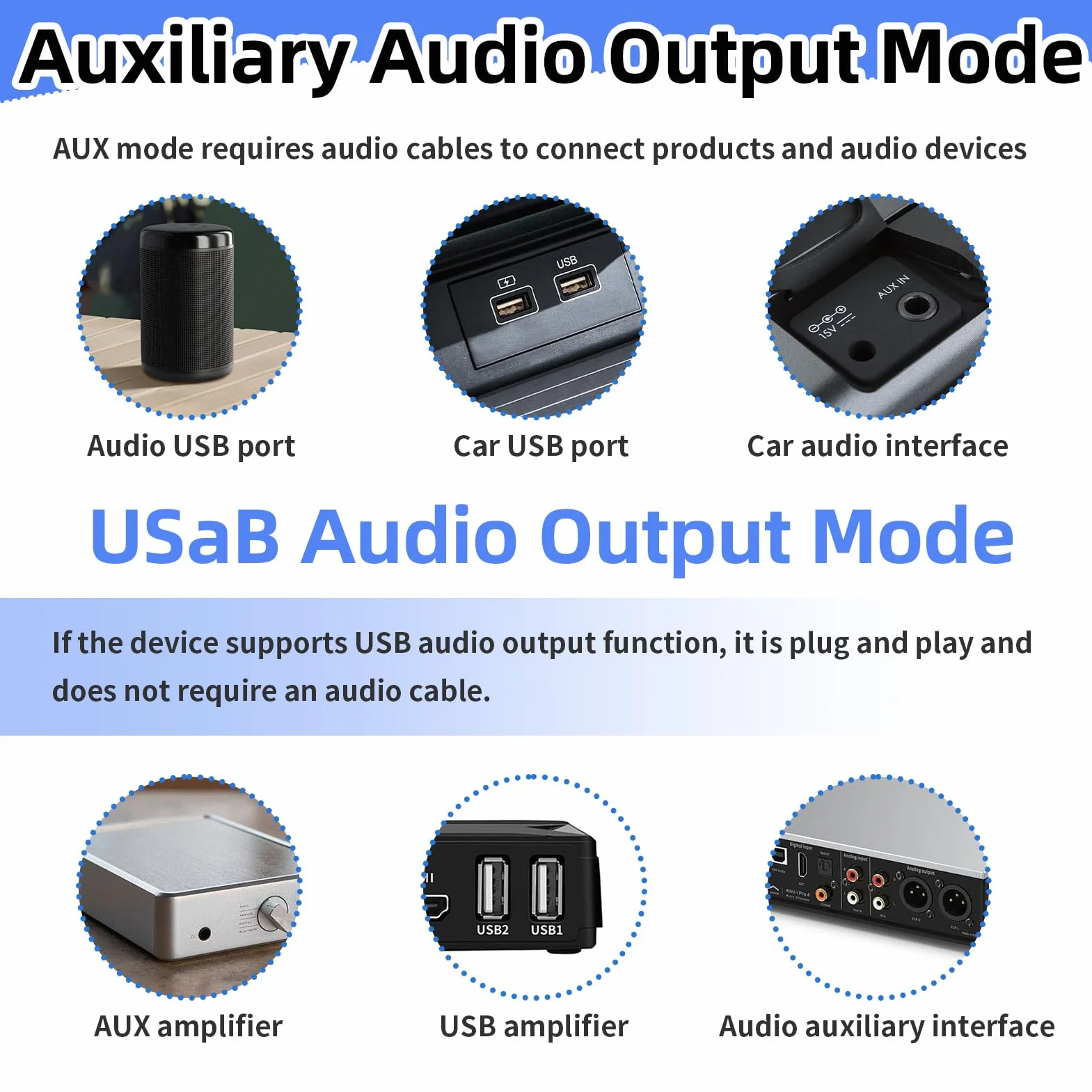 Adaptateur Bluetooth USB 5.0 2-en-1 Audio Stéréo sans Fil avec Prise Jack 3,5 mm