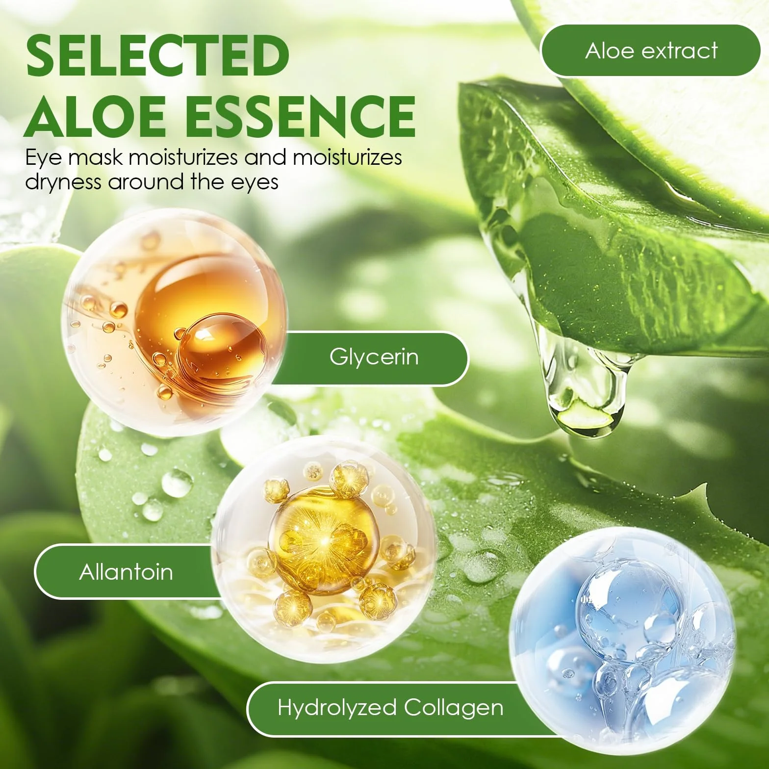 Patchs Yeux Anti Cernes à L’Aloe Vera Et Collagène, Soin Hydratant Réduire Rides Poches Fatigue