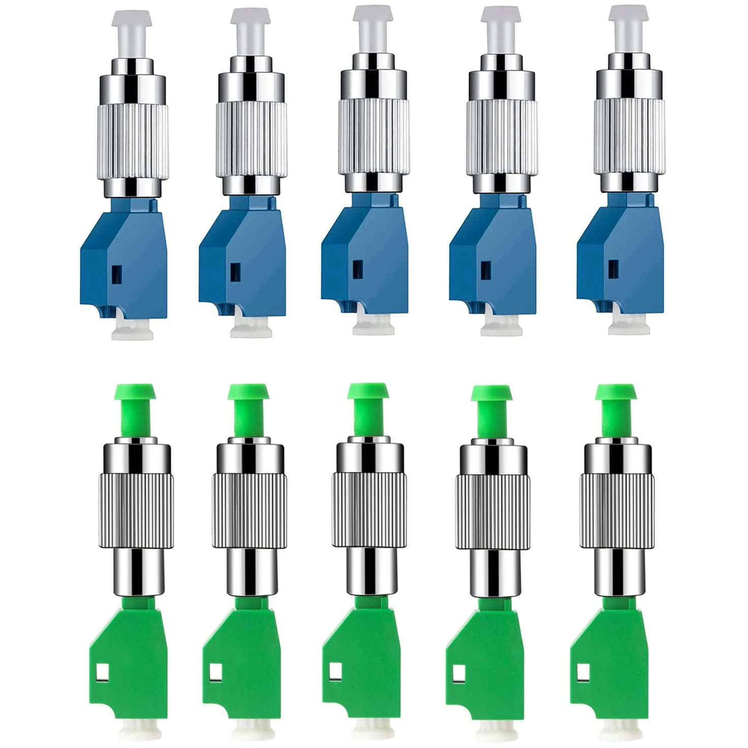 10PC FC Mâle à LC Femelle Adaptateur (5 UPC & 5 APC), Connecteur Fibre Optique pour Localisateur Visuel de Défaute & Testeur de Fibre Monomode 9/125um Adaptateur Optique