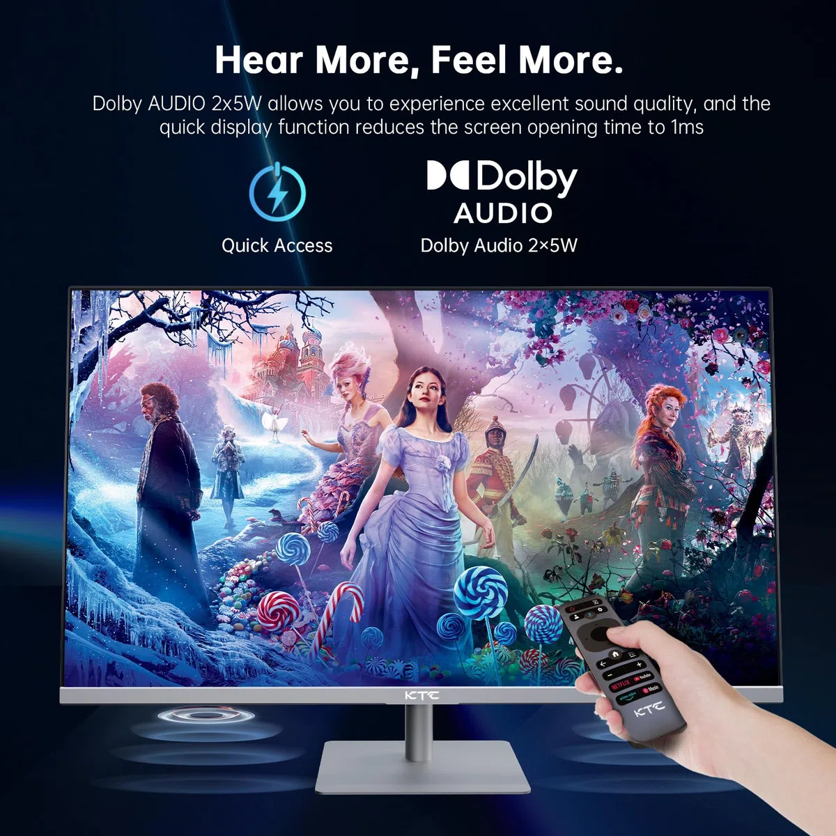 Smart Monitor 32 Pouces avec système Smart TV | 4K@60Hz | Bluetooth, WiFi, Haut-Parleur, KVM | Voice Remote | Dolby | HDMI 2.1, DP 1.4, PD 65W USB C (DP), USB-A x 4