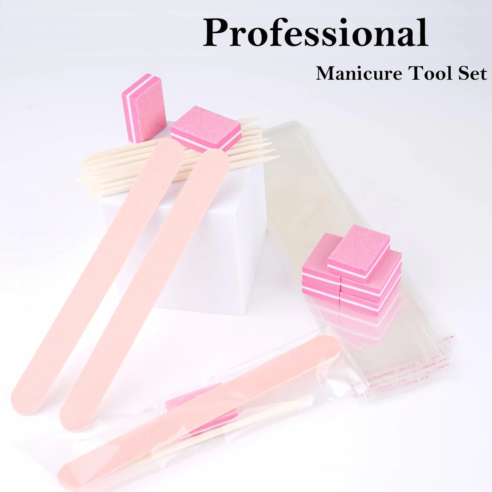 Kit de Manucure Jetable 50 pièces - Limes à Ongles, Polissoirs, Bâtonnets en Bois - Salon & Maison