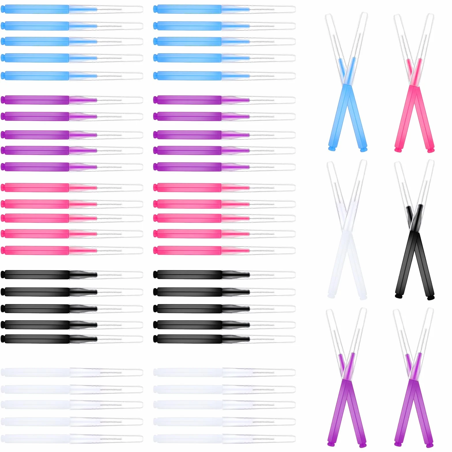 Lot de 50 pinceaux multicolores pour cils et sourcils, outil portable de lamination