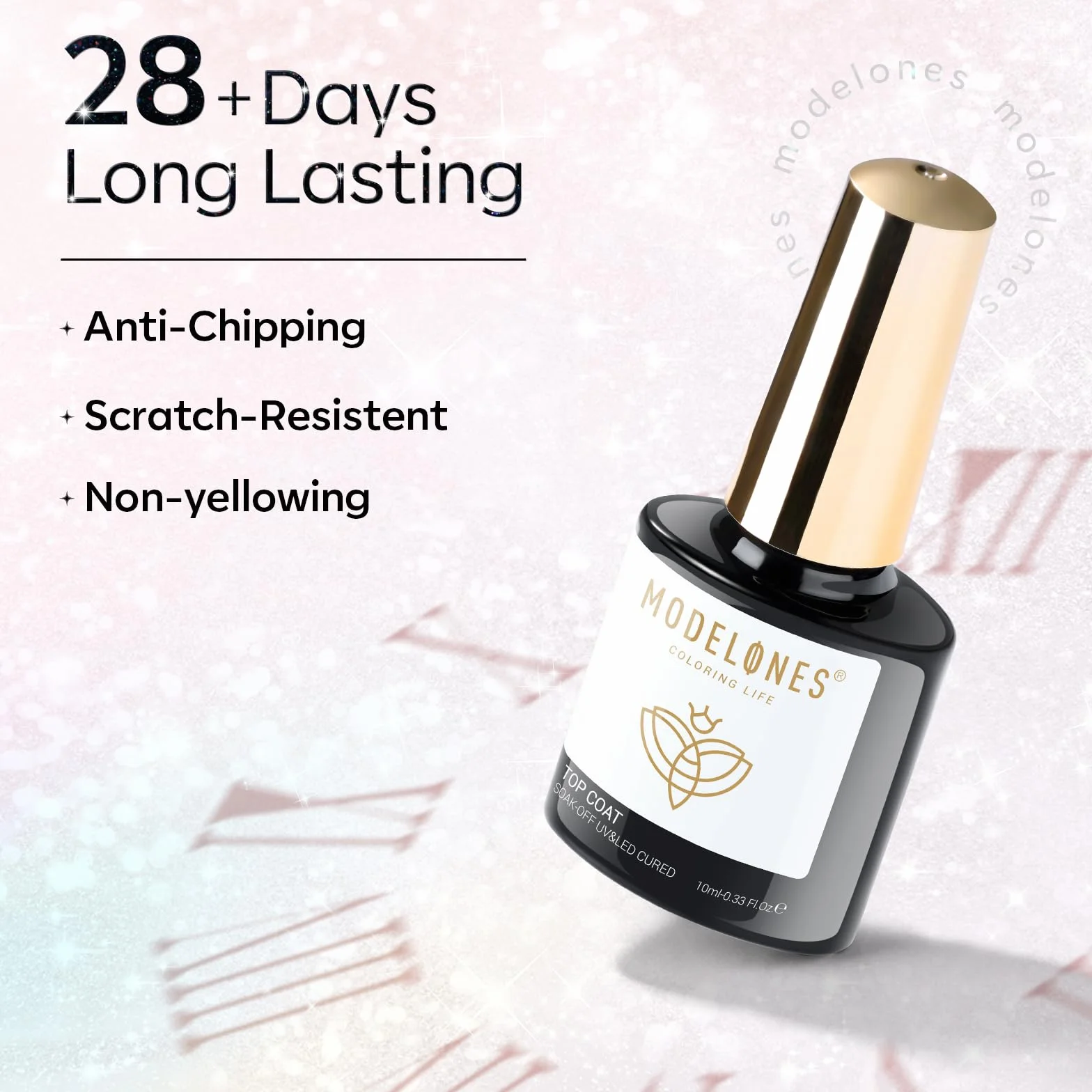 Modelones Pailleté Top Coat Semi Permanent Brillant Gel Vernis À Ongles 10ML No Wipe Finition Art Manucure Longue Durée
